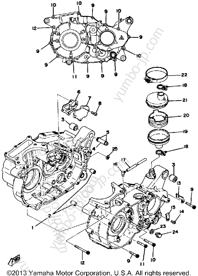 CRANKCASE for motorcycles YAMAHA TT500C 1976 year