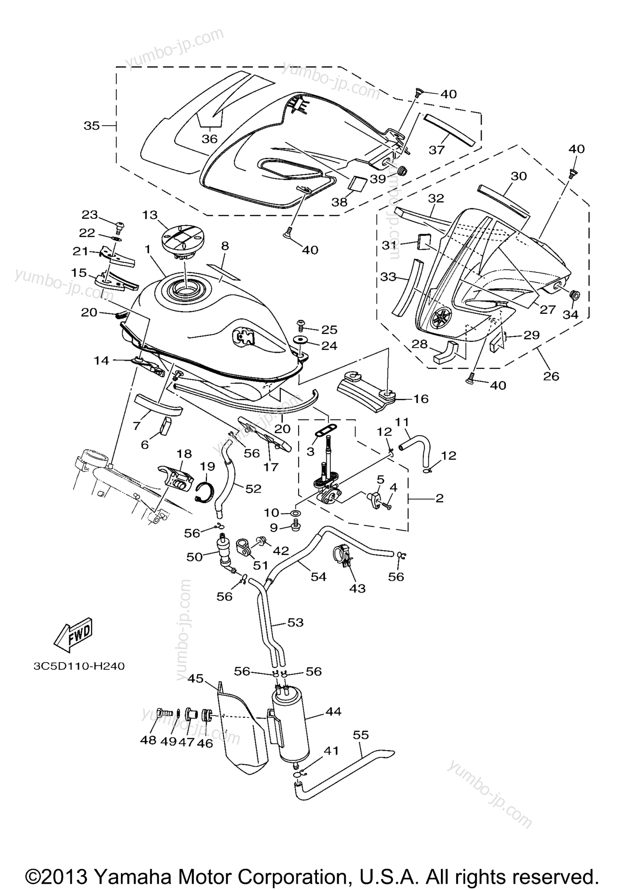 FUEL TANK for motorcycles YAMAHA XT250 (XT250Y) 2009 year