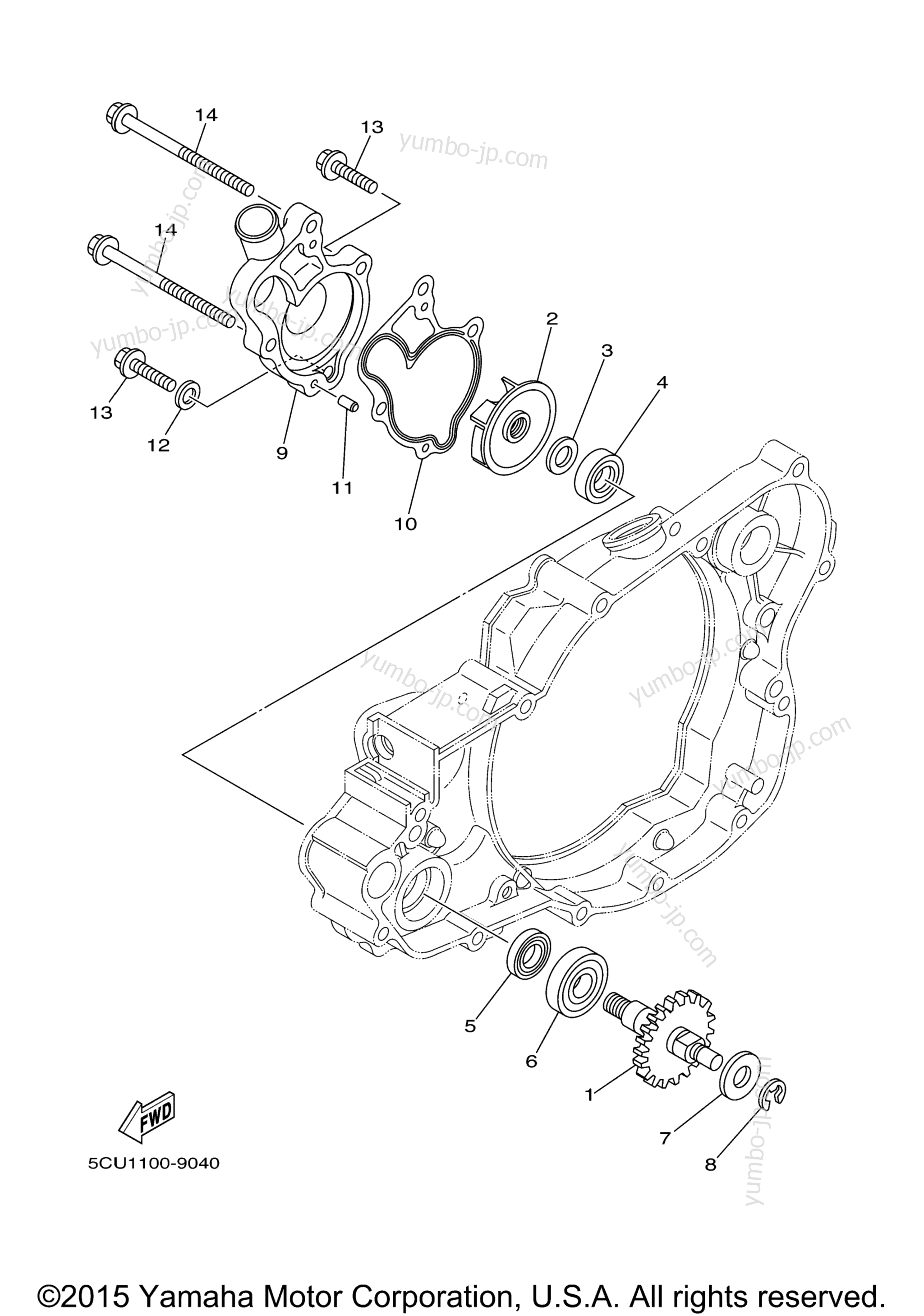YUMBO spare parts catalog for мотоцикла YAMAHA YZ250G (YZ250G2) 2016