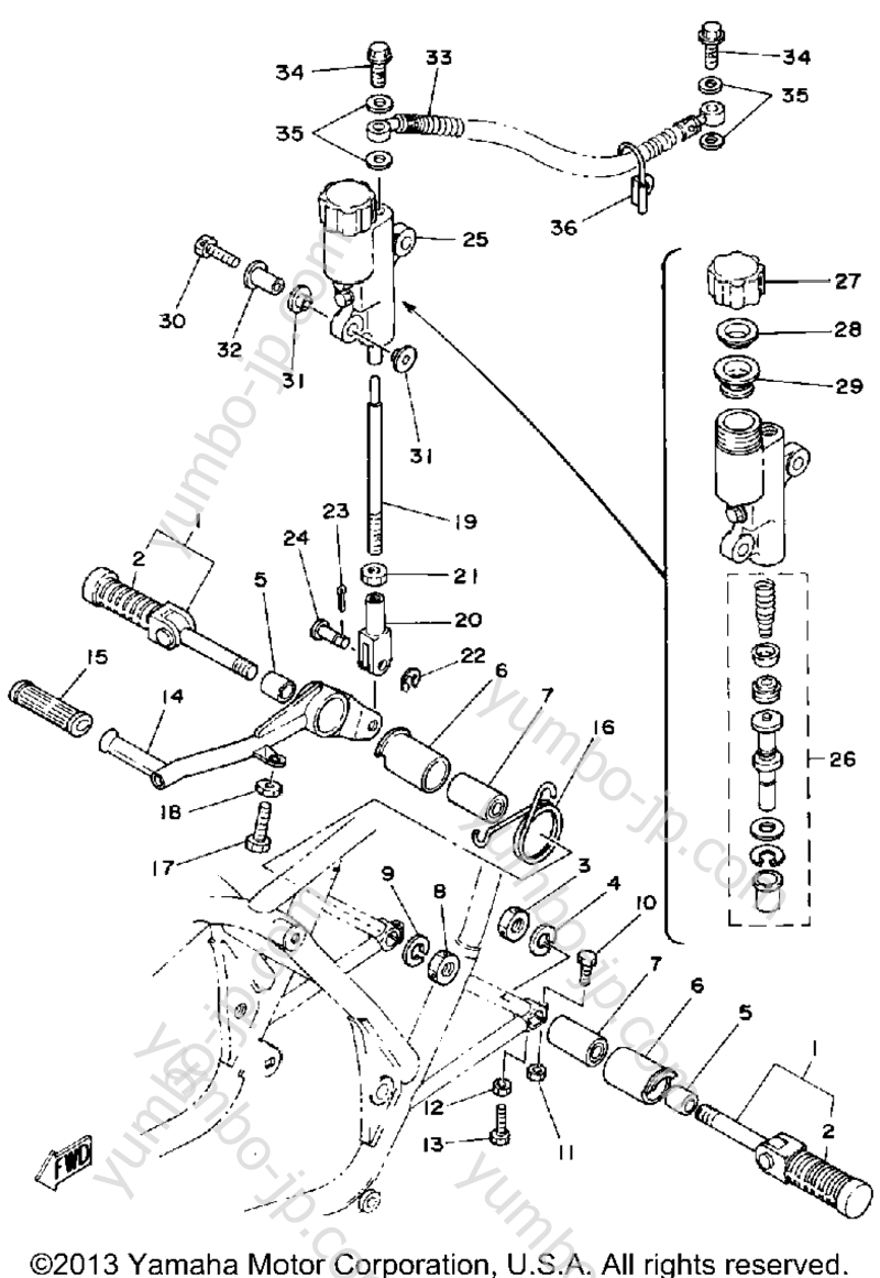 REAR MASTER CYLINDER для мотоциклов YAMAHA TZ125G 1980 г.