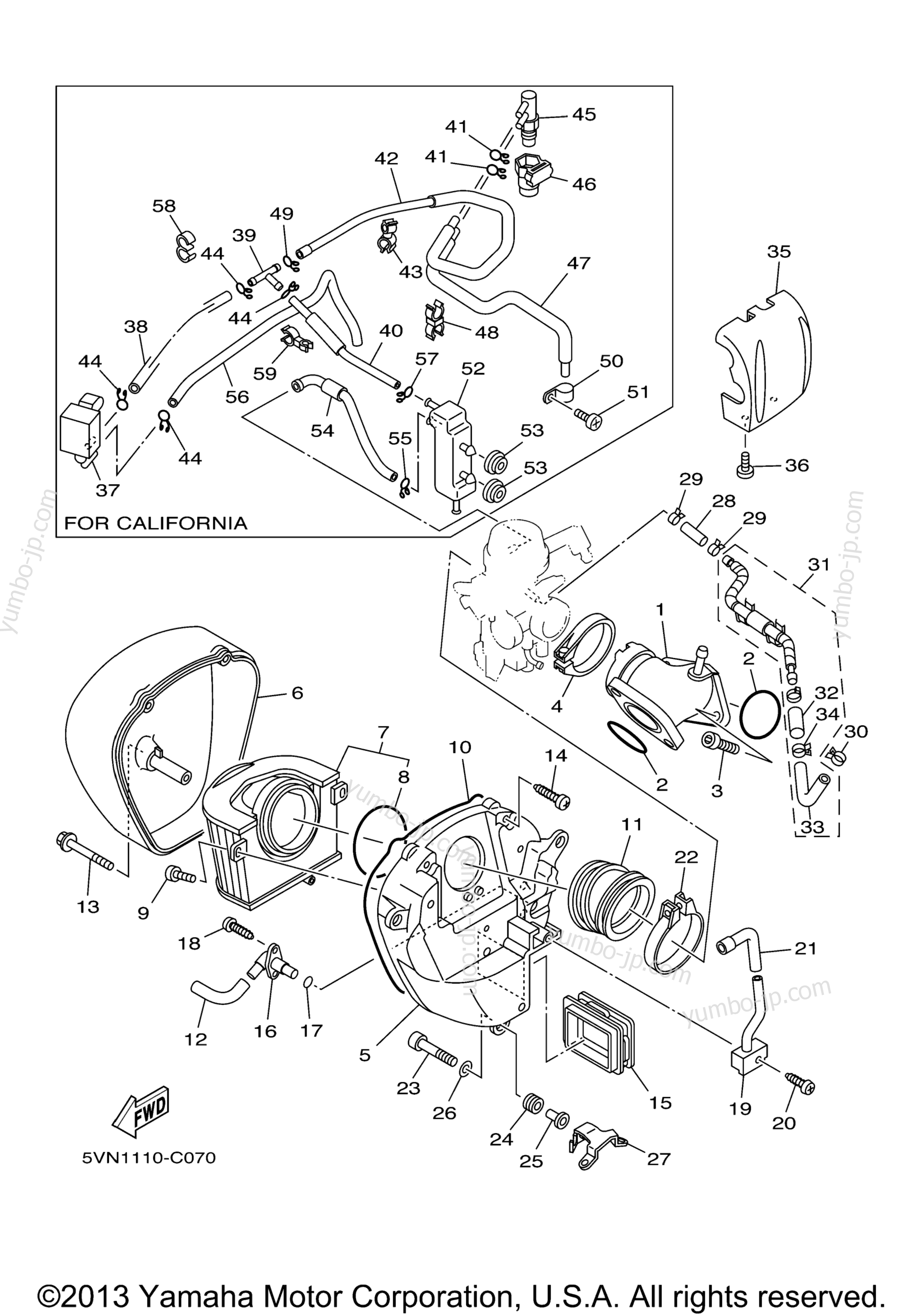 Intake для мотоциклов YAMAHA ROAD STAR SILVERADO (XV17ATVC) CA 2006 г.