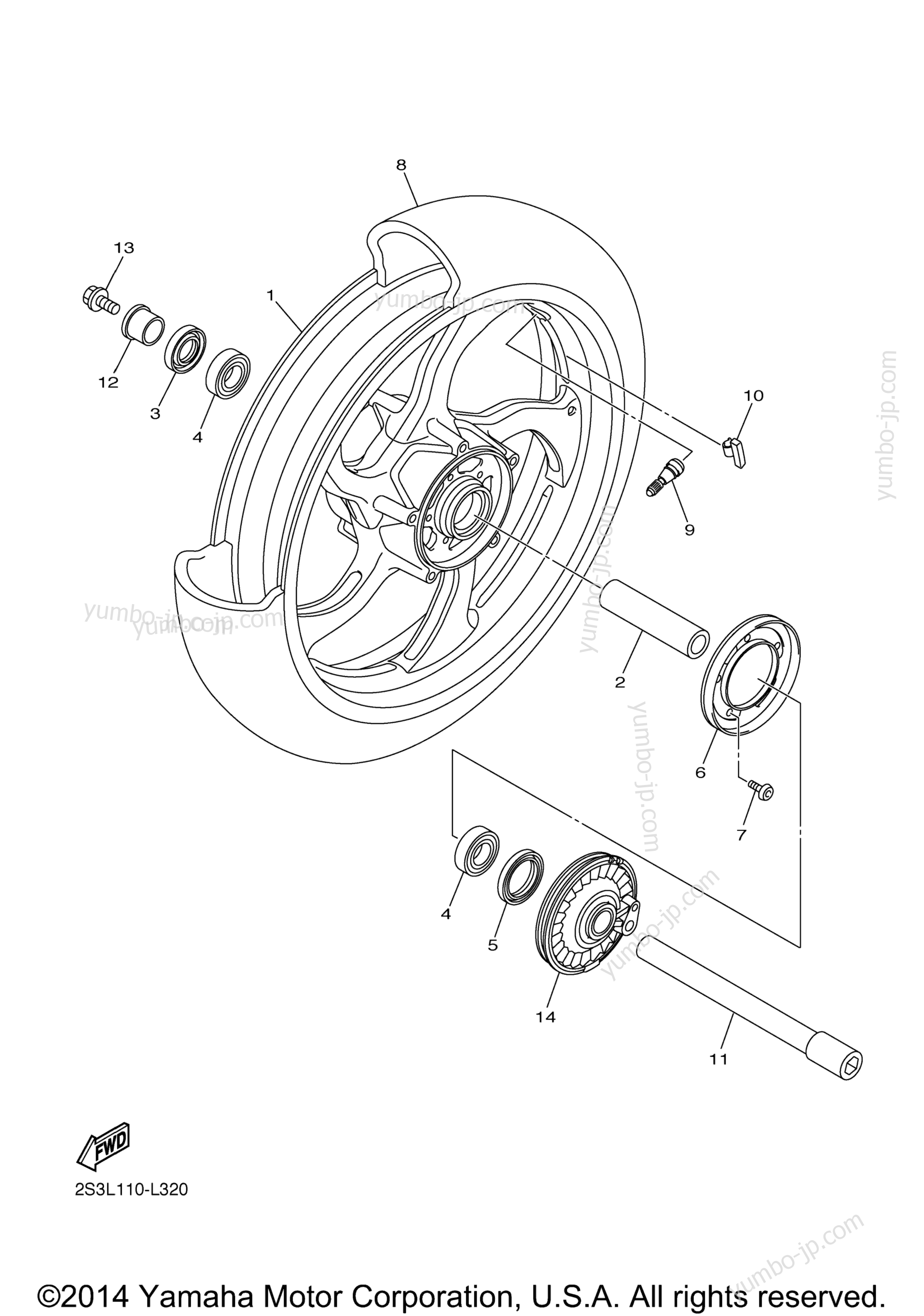 FRONT WHEEL for motorcycles YAMAHA V MAX (VMX17BB) 2012 year