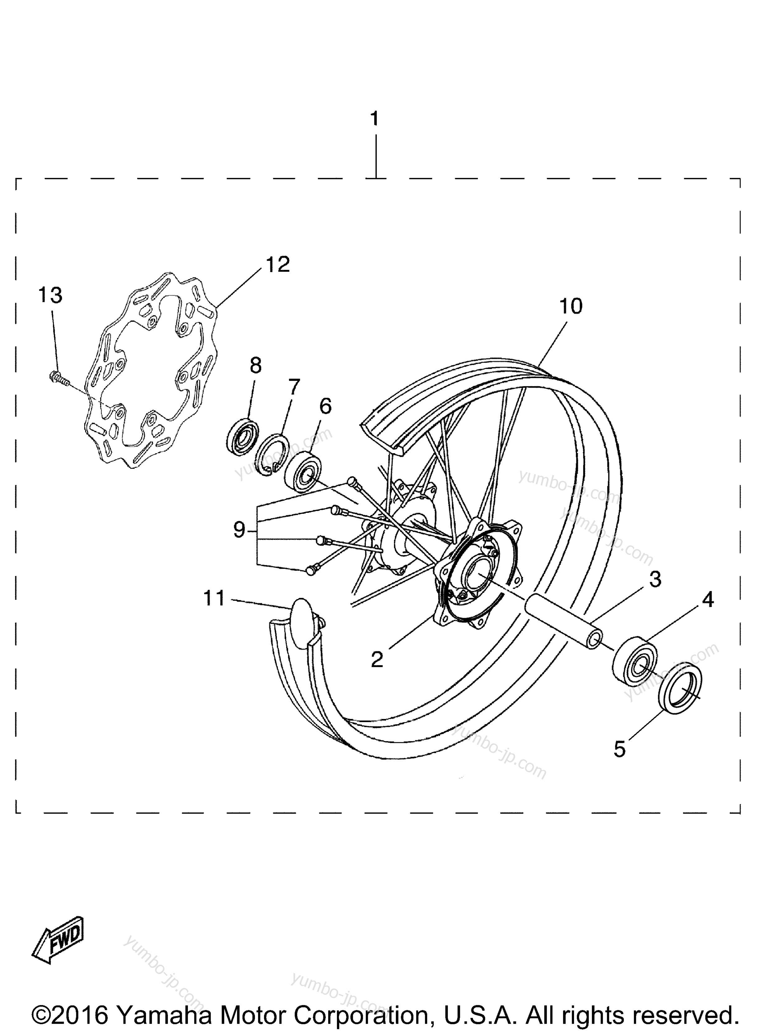 Rear Wheel Kit for motorcycles YAMAHA YZ125 (YZ125Y) 2009 year