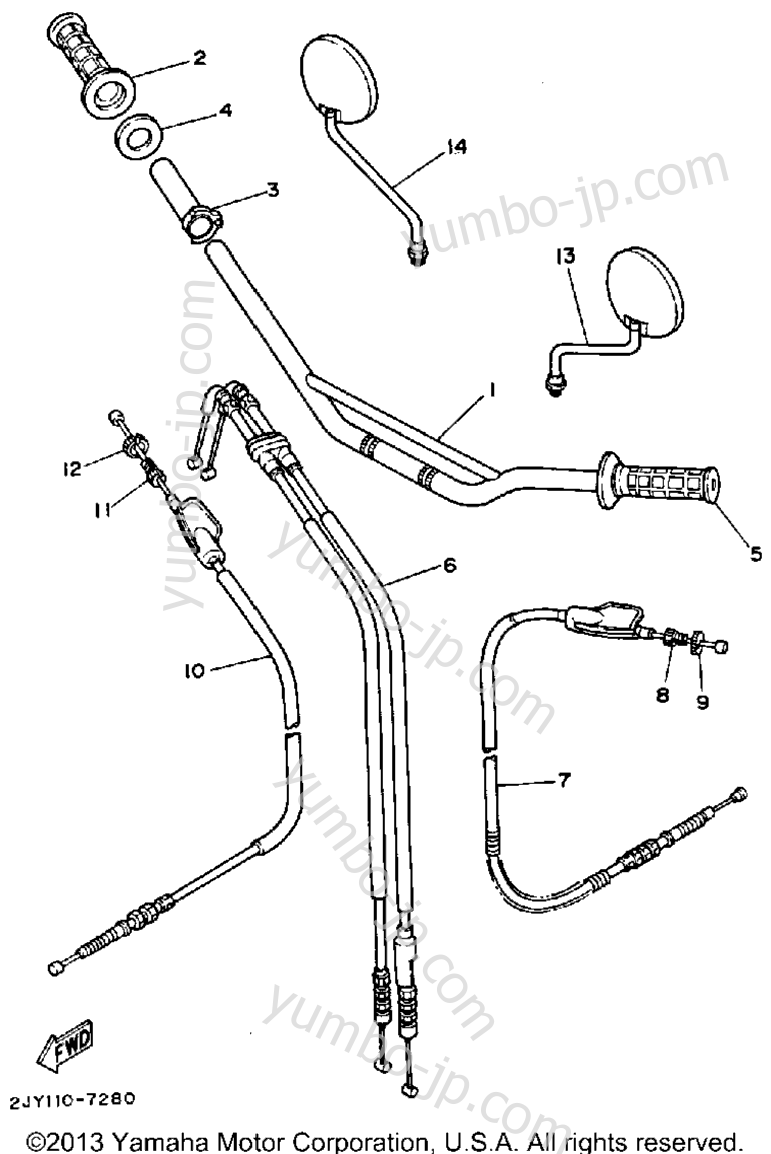Handlebar Cable для мотоциклов YAMAHA TRAILWAY (TW200DC) CA 1992 г.