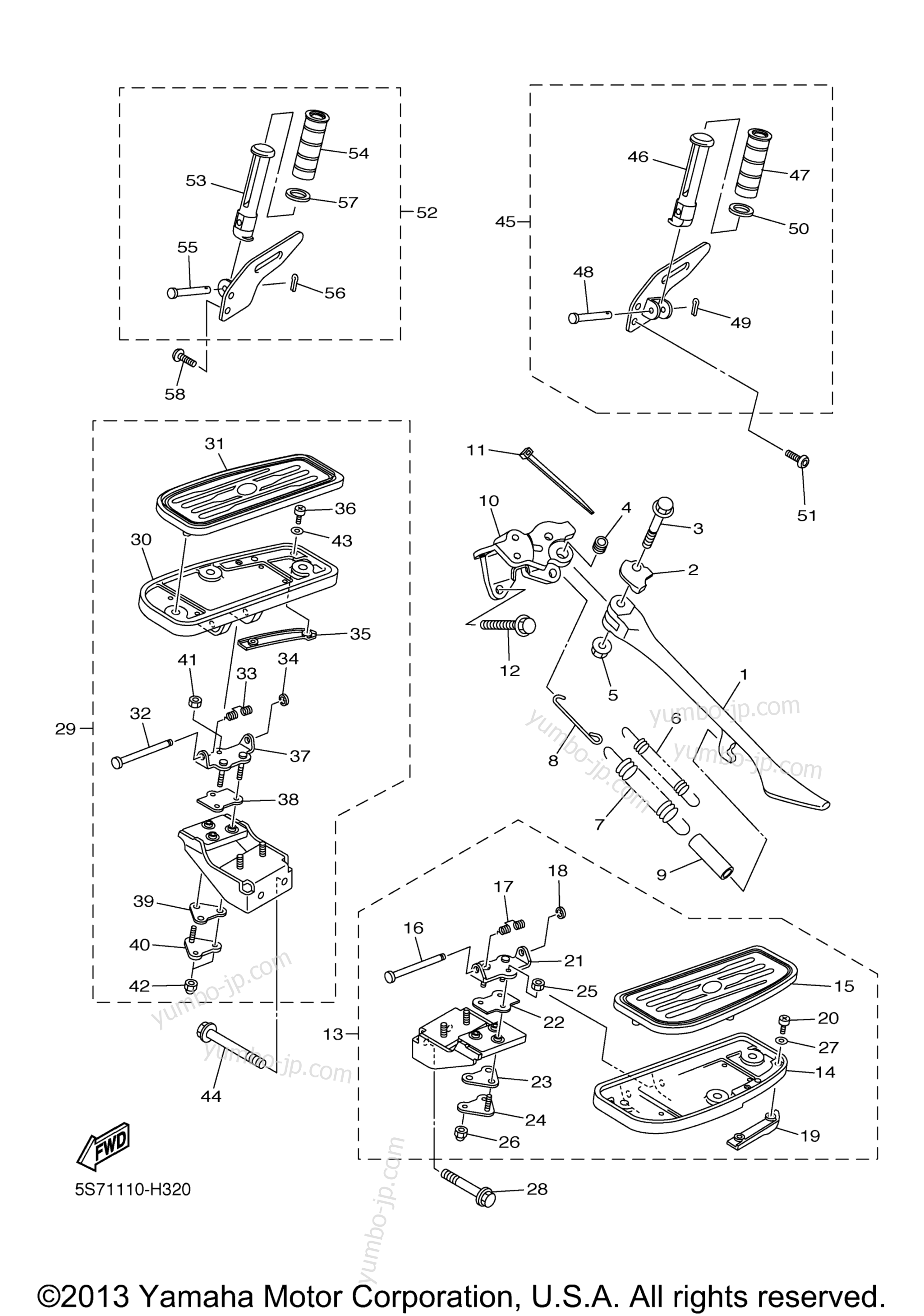 Stand Footrest для мотоциклов YAMAHA V STAR 950 (XVS95YCB) CA 2009 г.