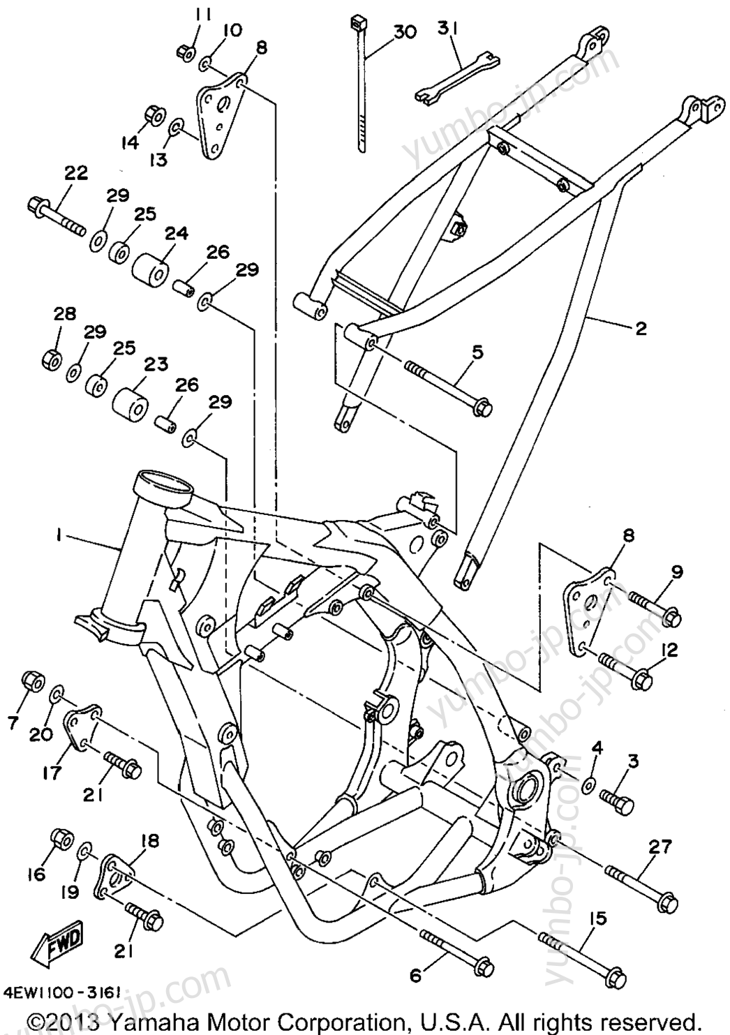 FRAME for motorcycles YAMAHA YZ250F1 1994 year