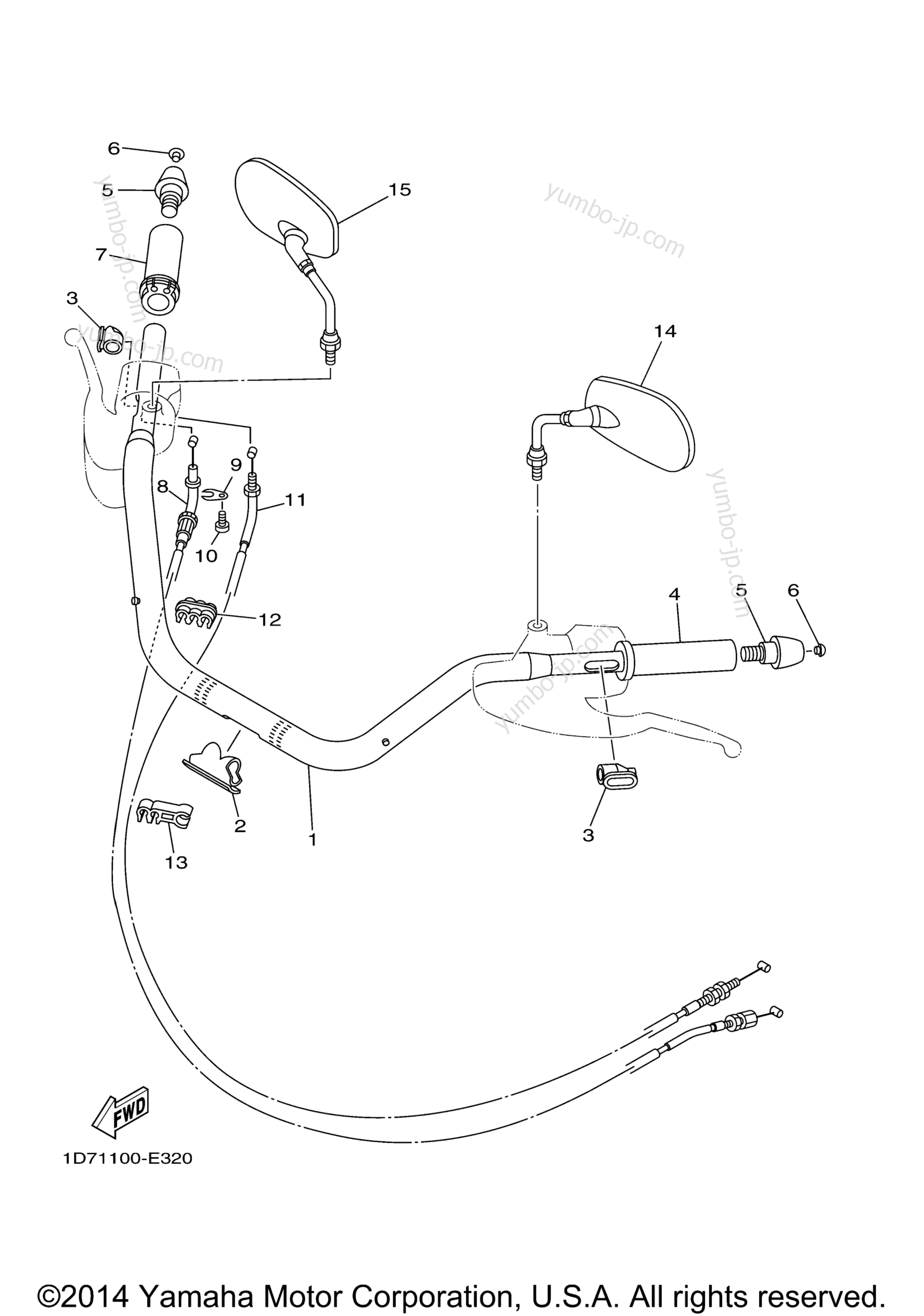 Steering Handle Cable для мотоциклов YAMAHA ROADLINER MIDNIGHT (XV19MYC) CA 2009 г.
