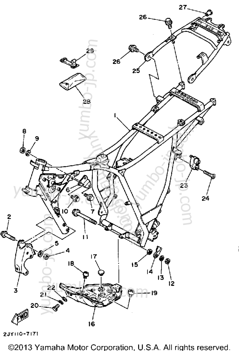 FRAME for motorcycles YAMAHA TRAILWAY (TW200B) 1991 year