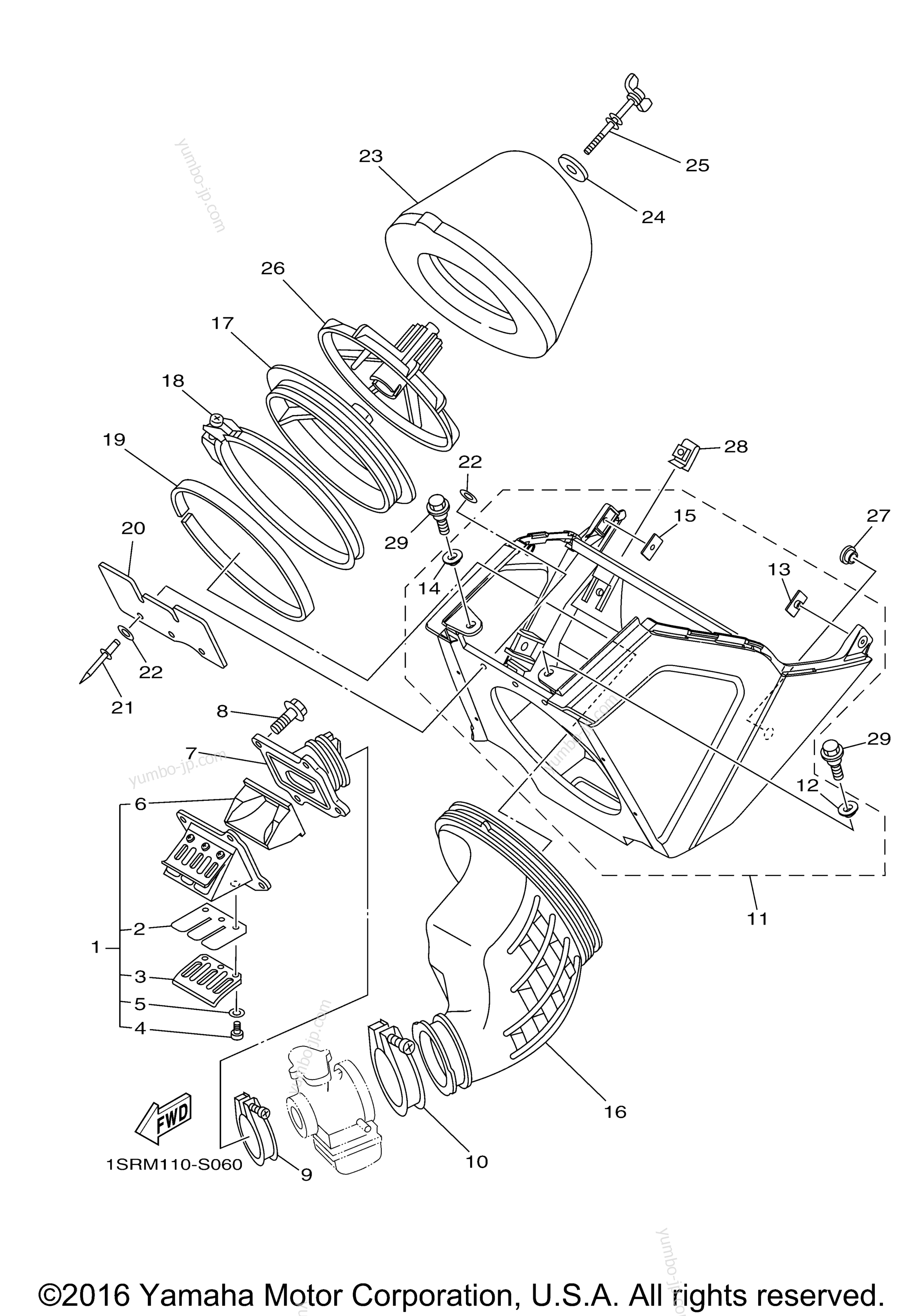 Intake for motorcycles YAMAHA YZ125 (YZ125H2) 2017 year