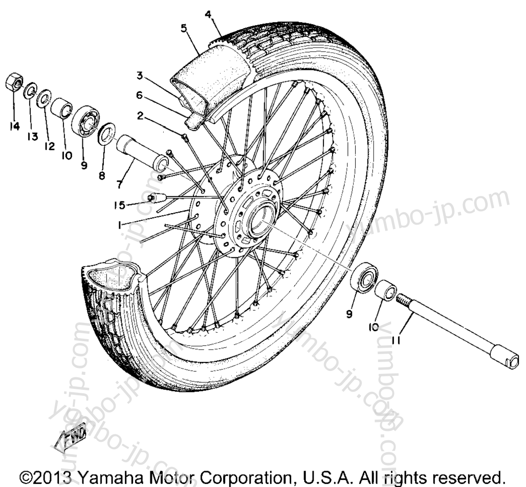 FRONT WHEEL for motorcycles YAMAHA TZ750D 1977 year