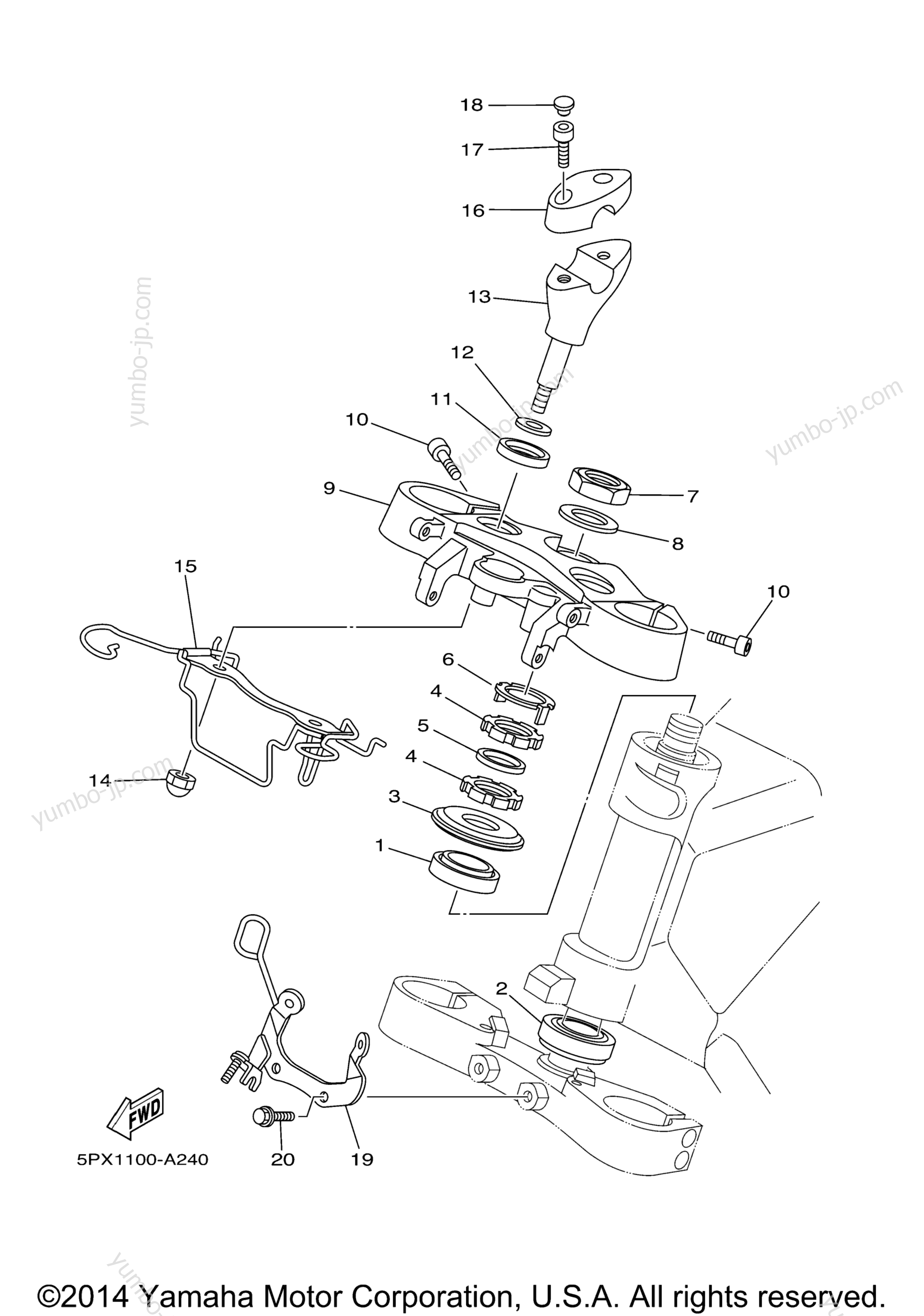 Steering для мотоциклов YAMAHA ROAD STAR WARRIOR WFLAMES (XV1700PCR-) 2003 г.