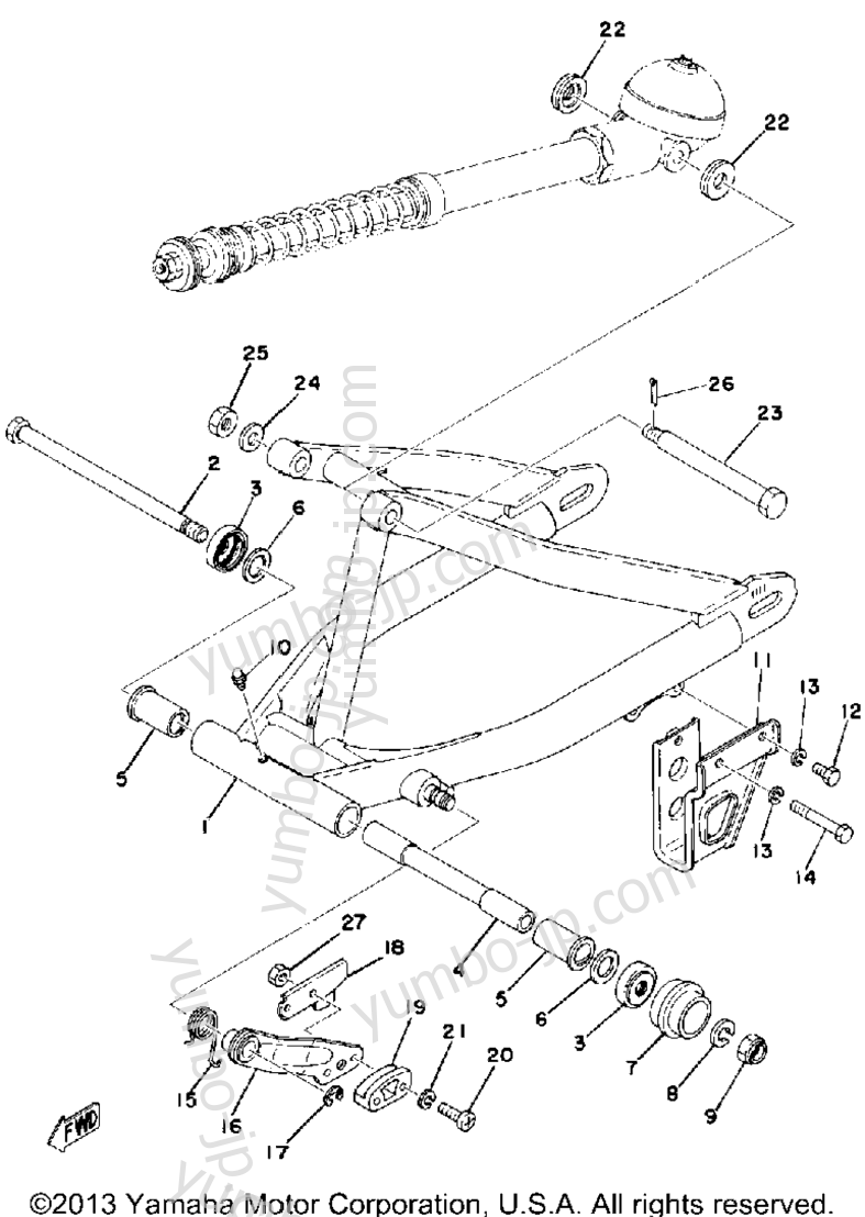 REAR ARM for motorcycles YAMAHA YZ175C 1976 year