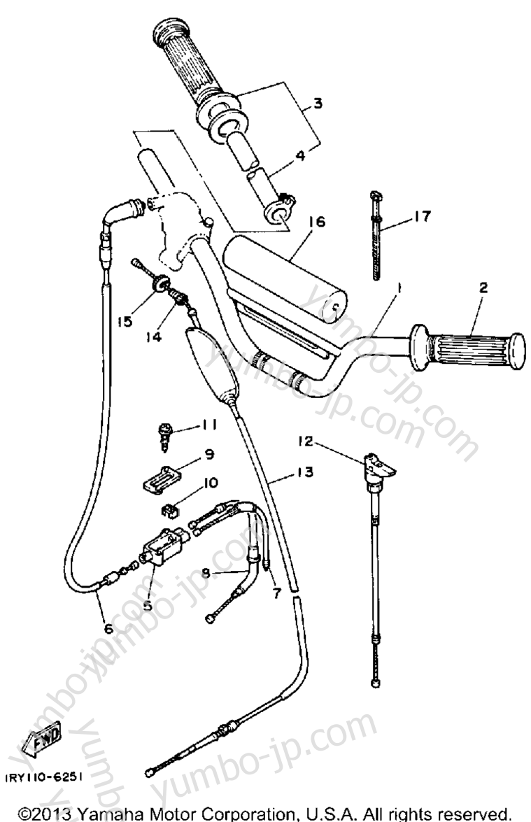 Handlebar-Cable for motorcycles YAMAHA BIG WHEEL (BW80U) 1988 year