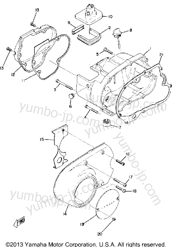 CRANKCASE COVER for motorcycles YAMAHA G6S 1970 year