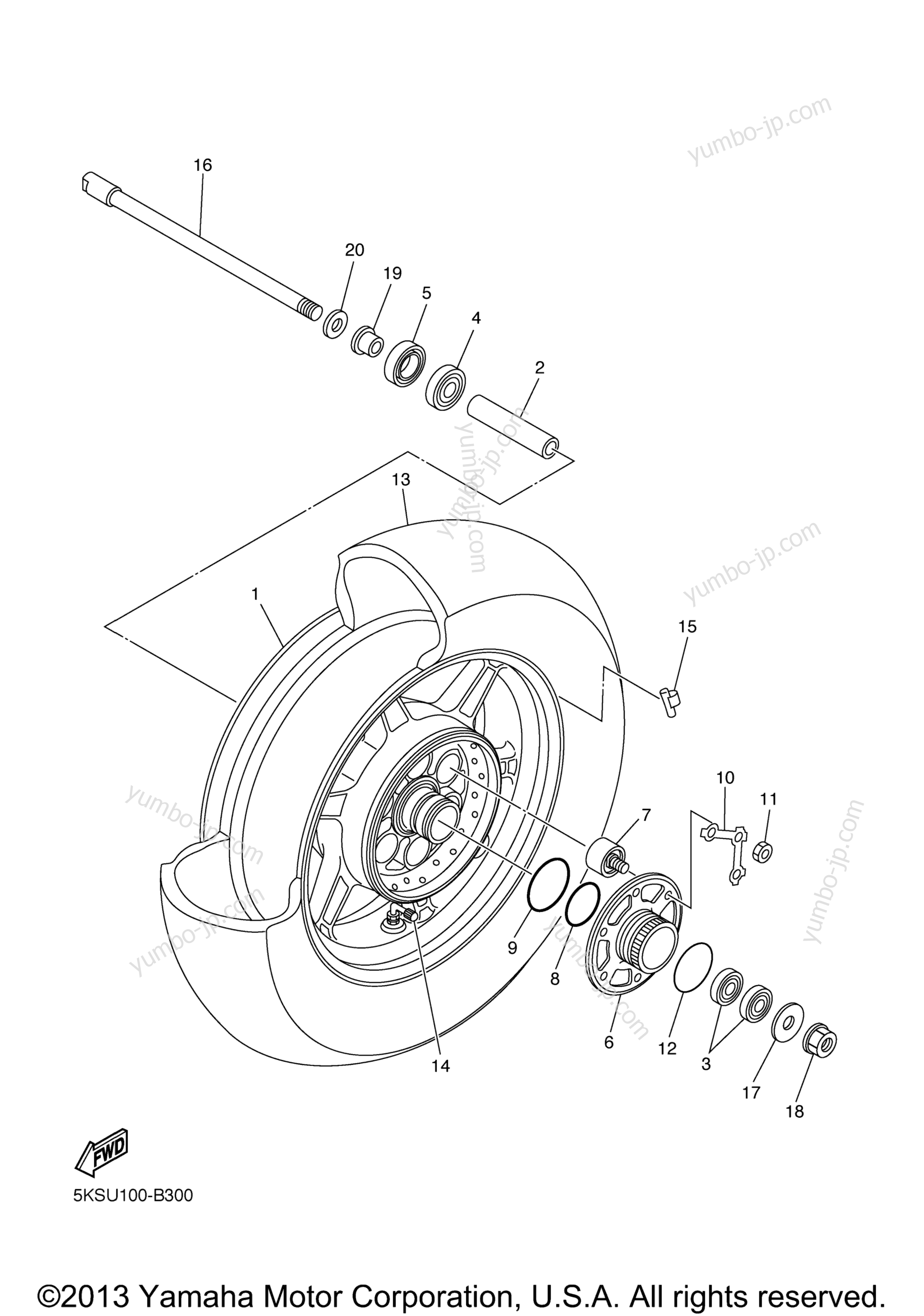 REAR WHEEL for motorcycles YAMAHA V STAR 1100 CLASSIC (XVS11AWW) 2007 year