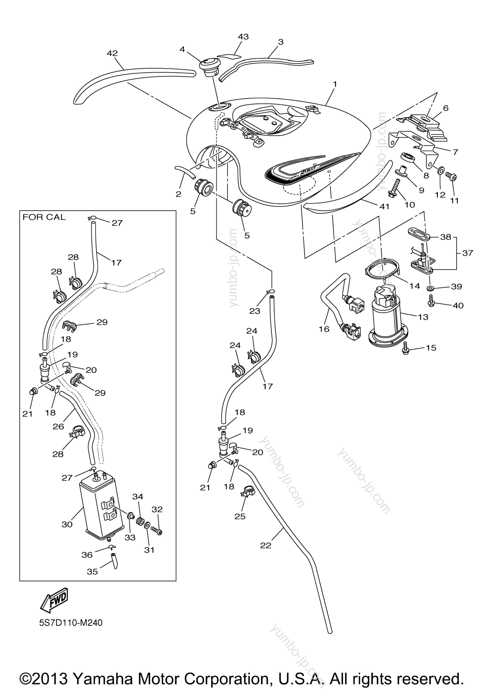 FUEL TANK for motorcycles YAMAHA V STAR 950 (XVS95ER) 2014 year