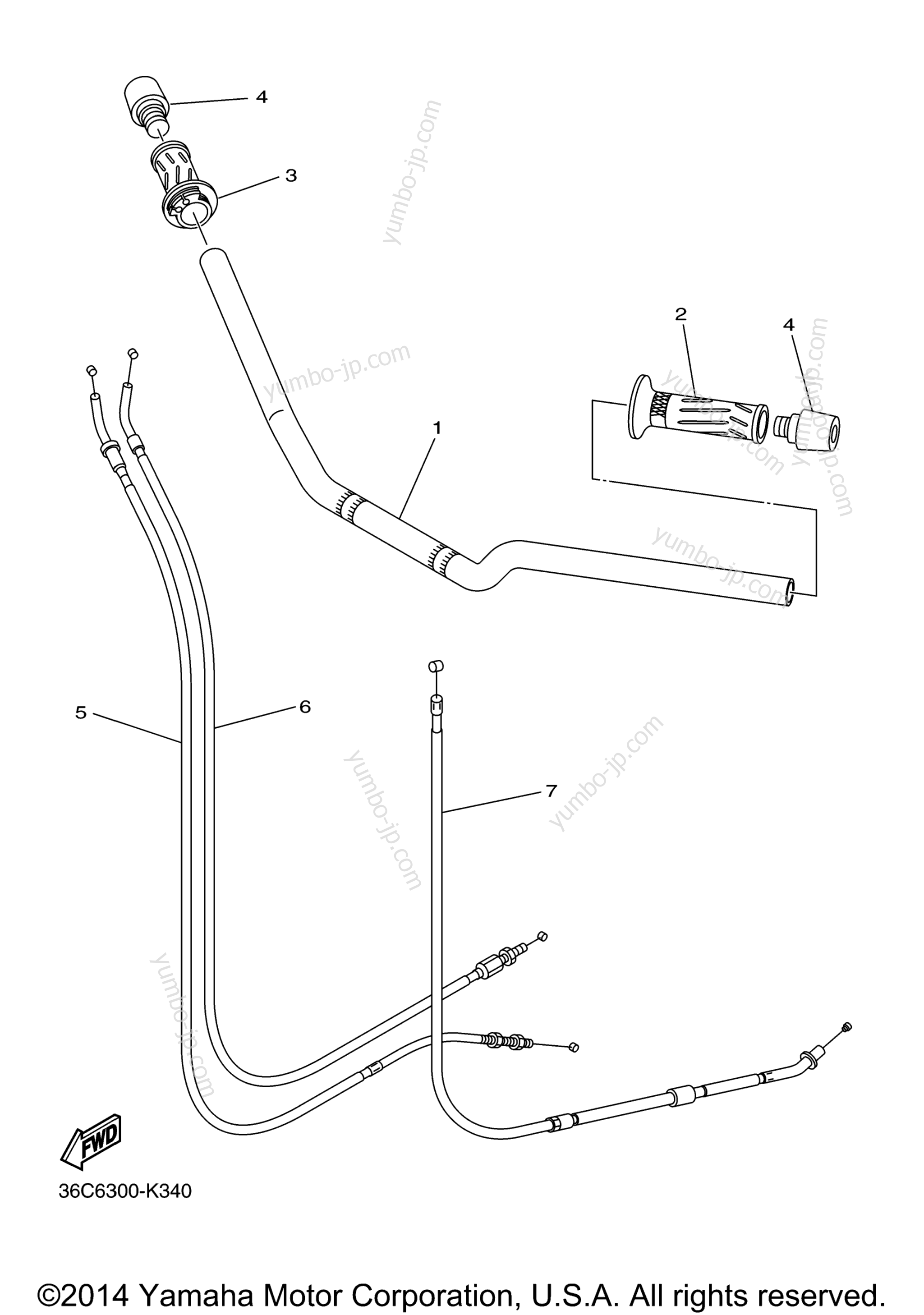 Steering Handle Cable для мотоциклов YAMAHA FZ6R (FZ6RFR) 2015 г.