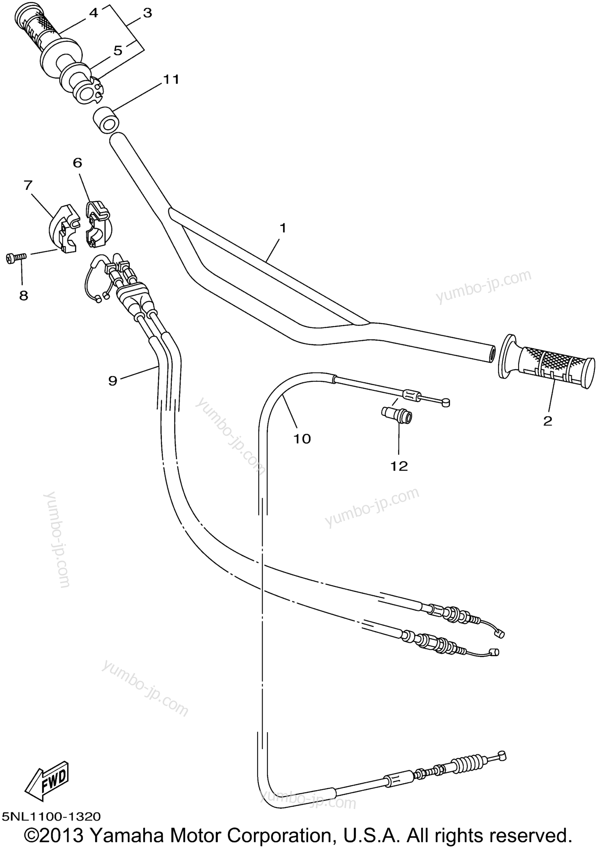 Steering Handle Cable для мотоциклов YAMAHA YZ250F (YZ250FN) 2001 г.