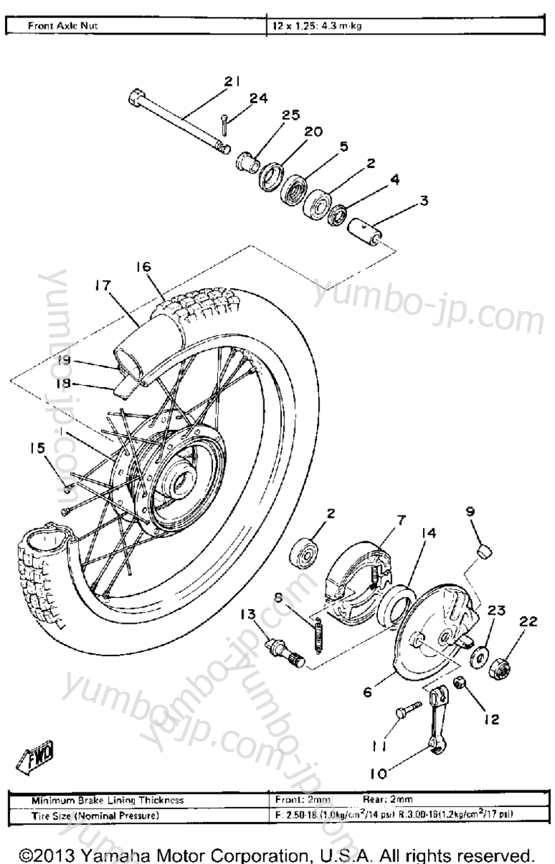 FRONT WHEEL for motorcycles YAMAHA MX100G 1980 year