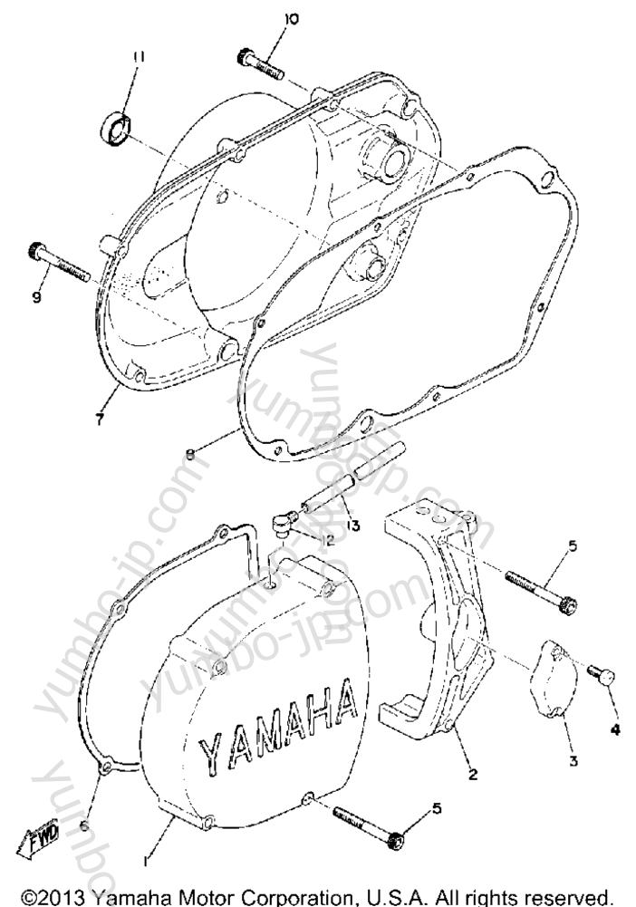 CRANKCASE COVER for motorcycles YAMAHA YZ250A 1974 year