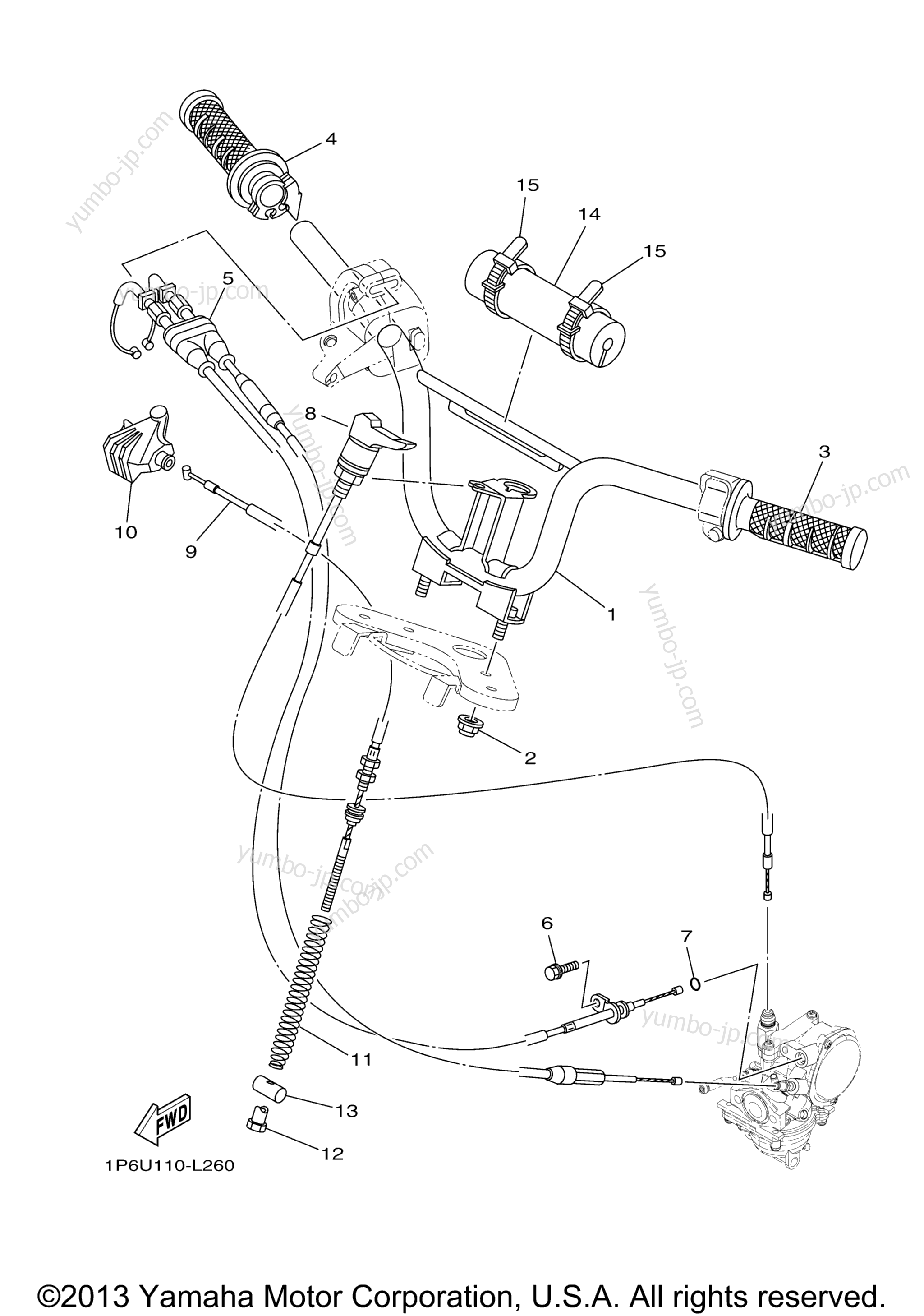 Steering Handle Cable для мотоциклов YAMAHA TTR50E (TTR50EE) 2014 г.