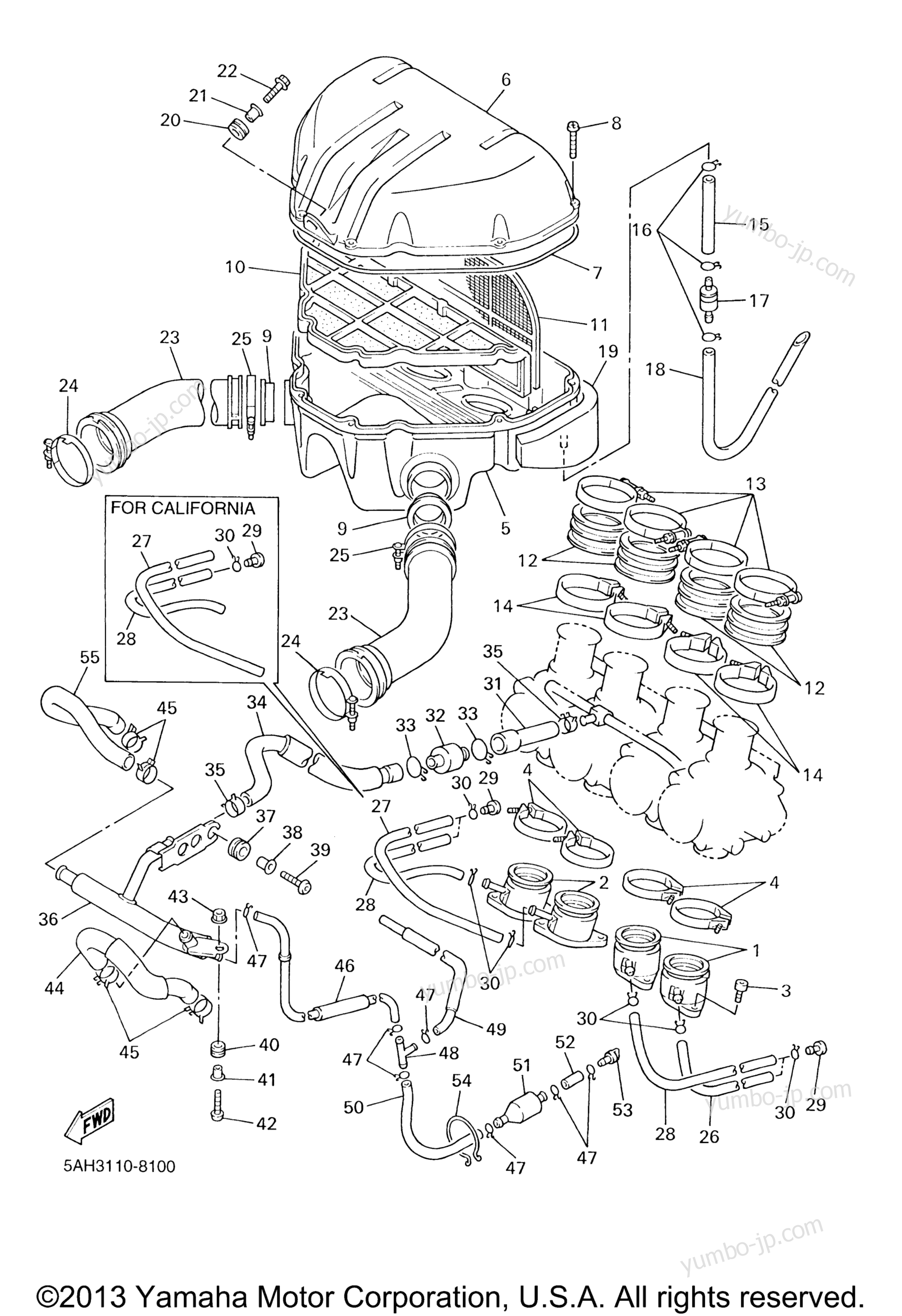 Intake for motorcycles YAMAHA YZ600R (YZF600RN) 2001 year