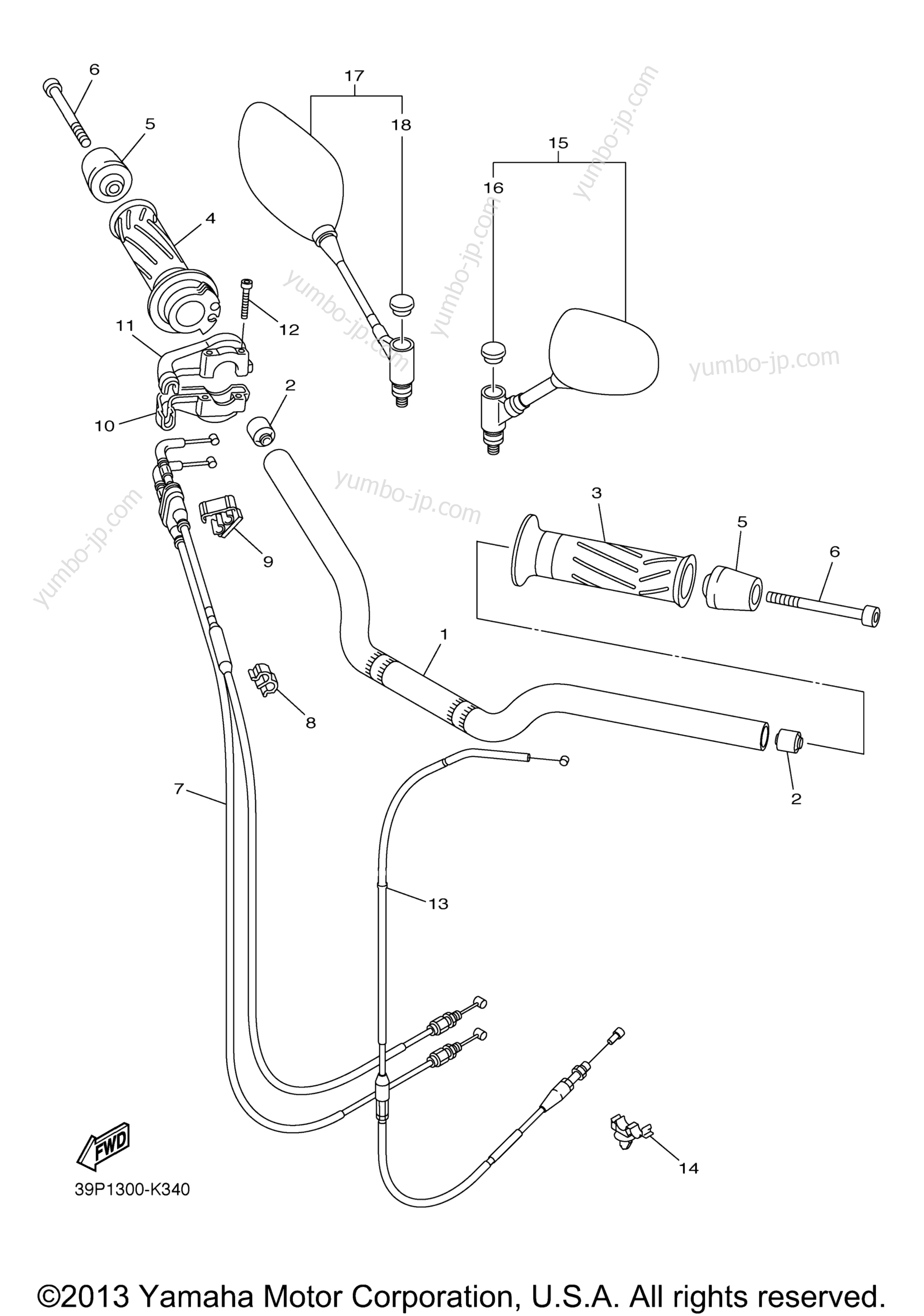 Steering Handle Cable для мотоциклов YAMAHA FZ8 (FZ8ND) 2013 г.