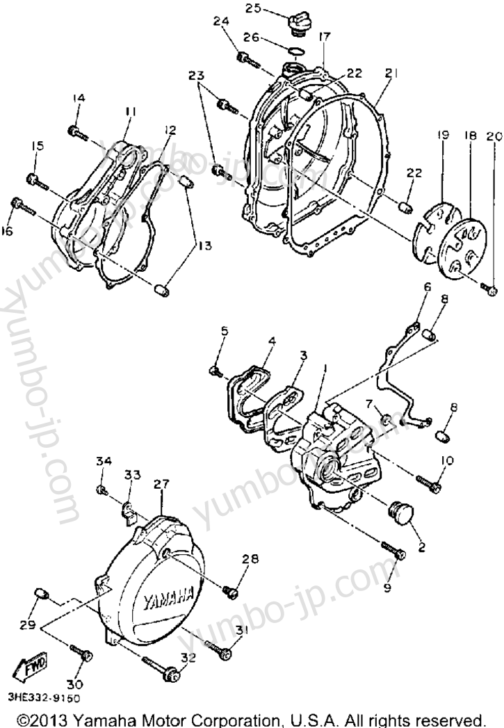 Crankcase Cover 1 для мотоциклов YAMAHA FZR600RD 1992 г.