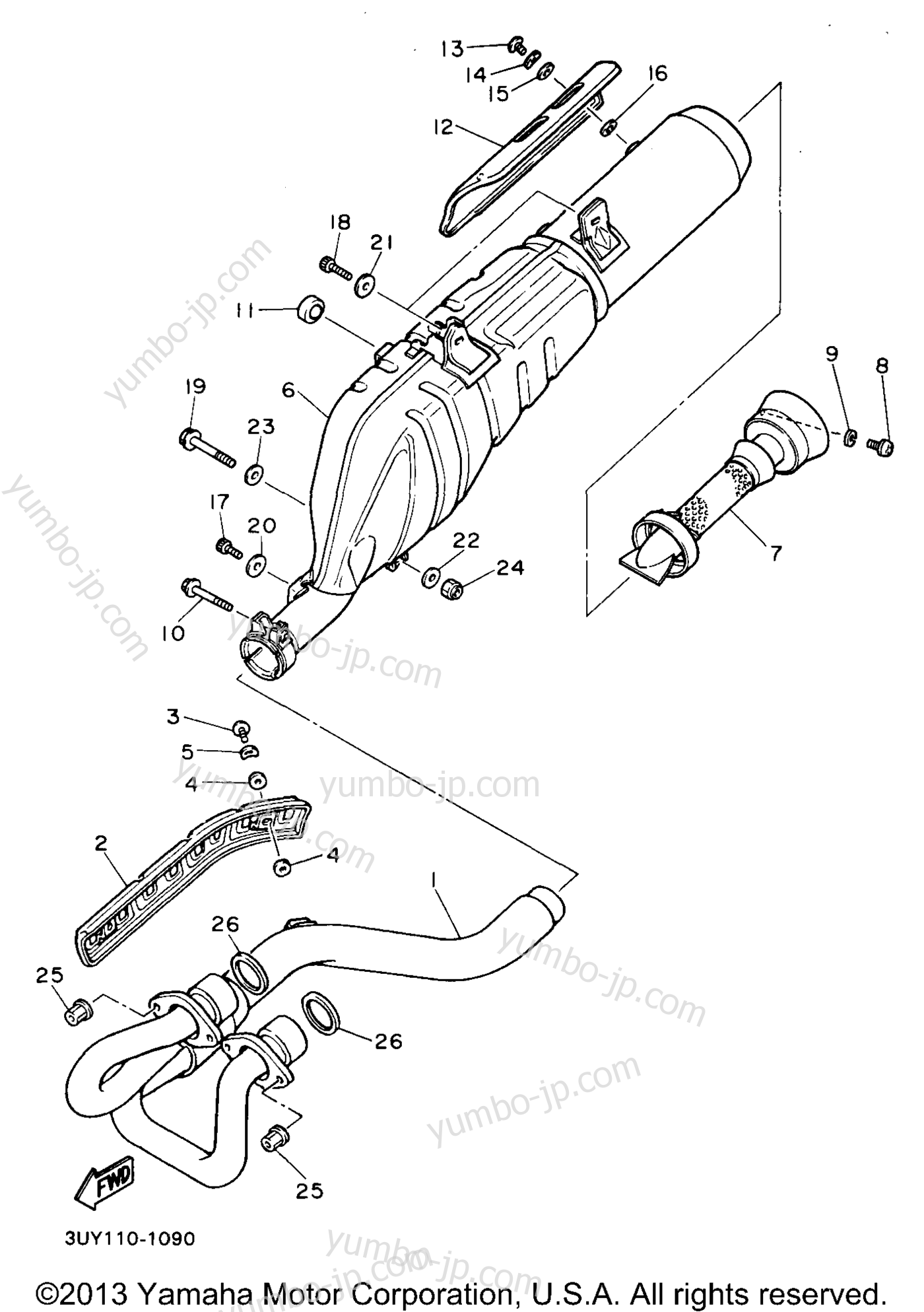 Exhaust for motorcycles YAMAHA XT600EE 1993 year