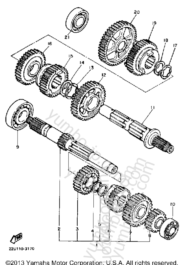 TRANSMISSION для мотоциклов YAMAHA XV500K 1983 г.