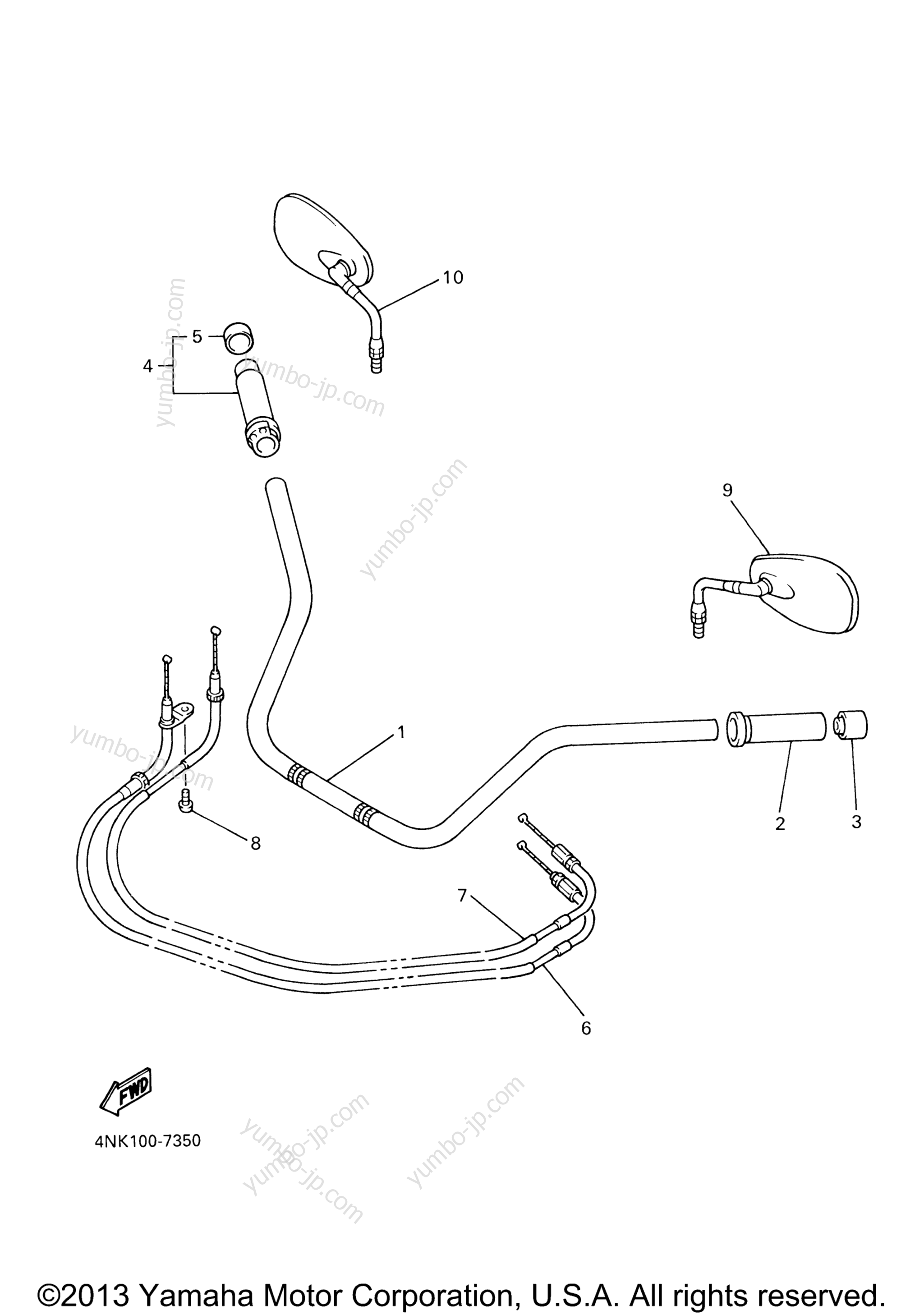 Steering Handle Cable for motorcycles YAMAHA ROYAL STAR BOULEVARD (XVZ1300AMC) CA 2000 year