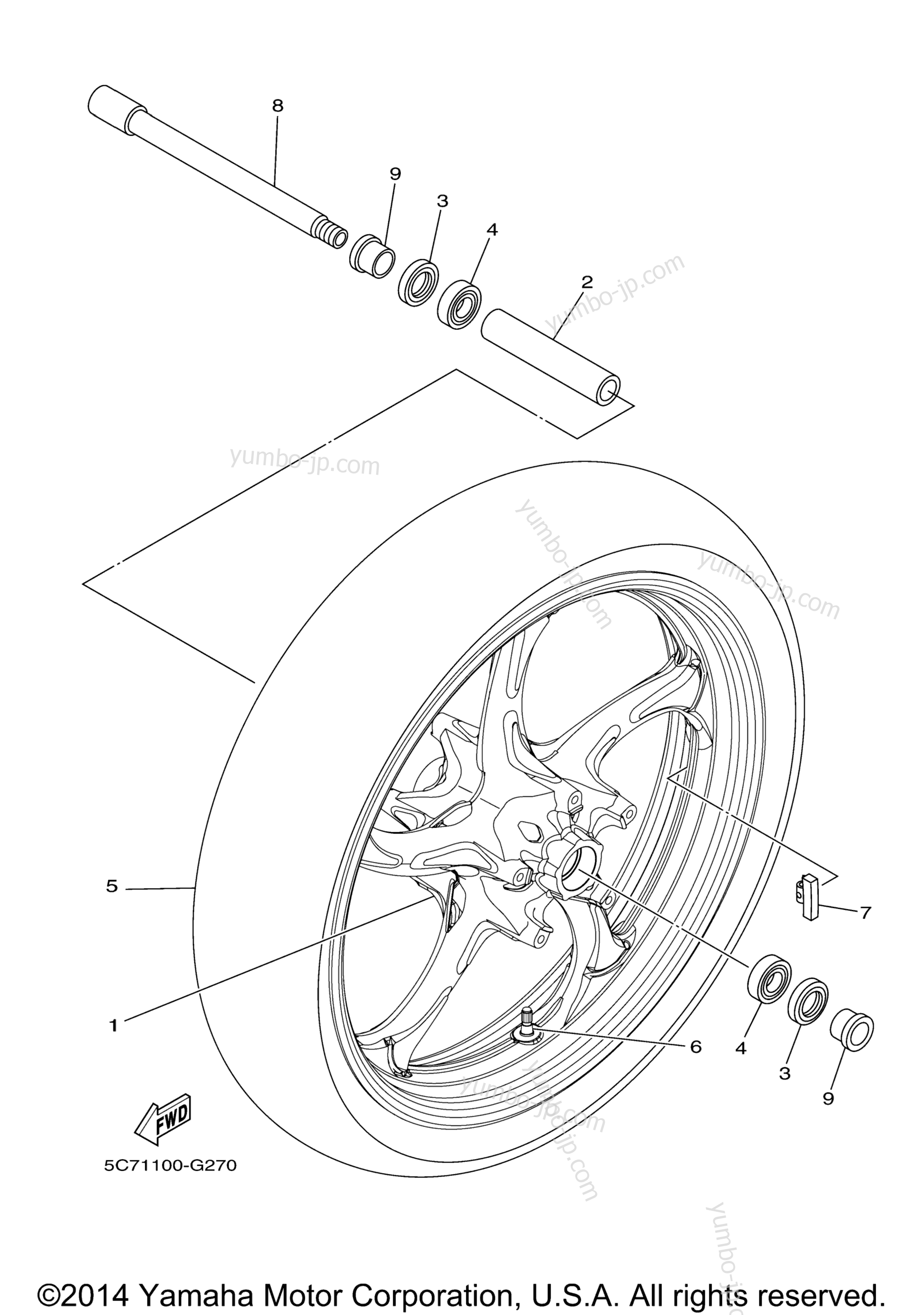 FRONT WHEEL для мотоциклов YAMAHA RAIDER (XV19CFCGY) CA 2015 г.