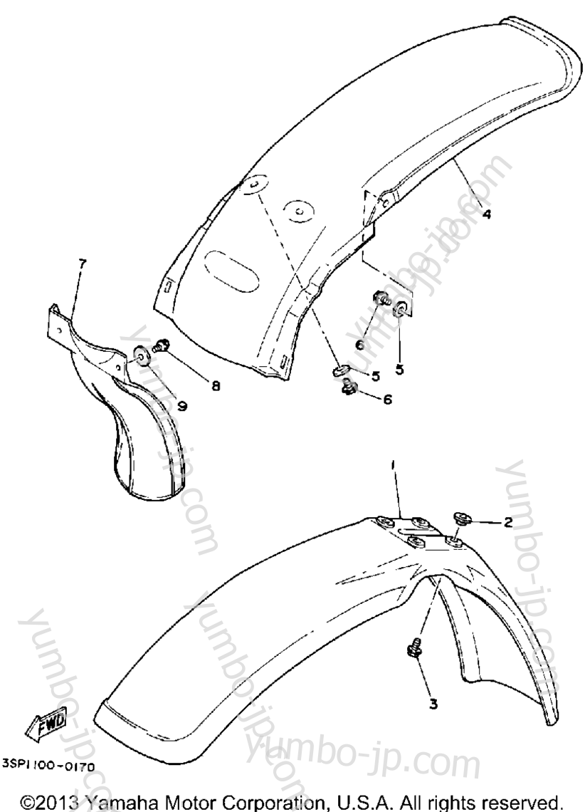 FENDER for motorcycles YAMAHA YZ250A 1990 year