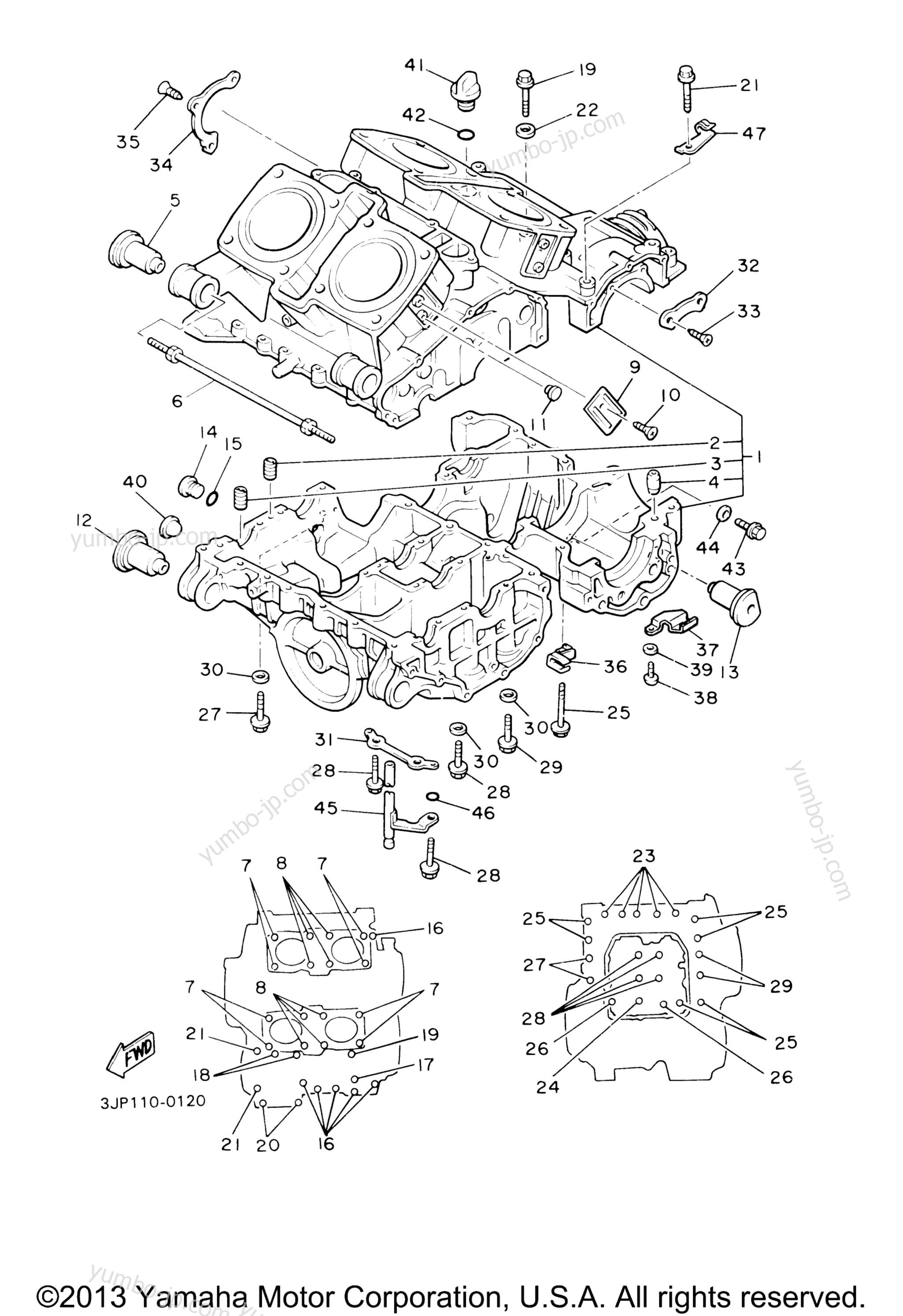 CRANKCASE for motorcycles YAMAHA V-MAX 1200 (VMX12V) 2006 year