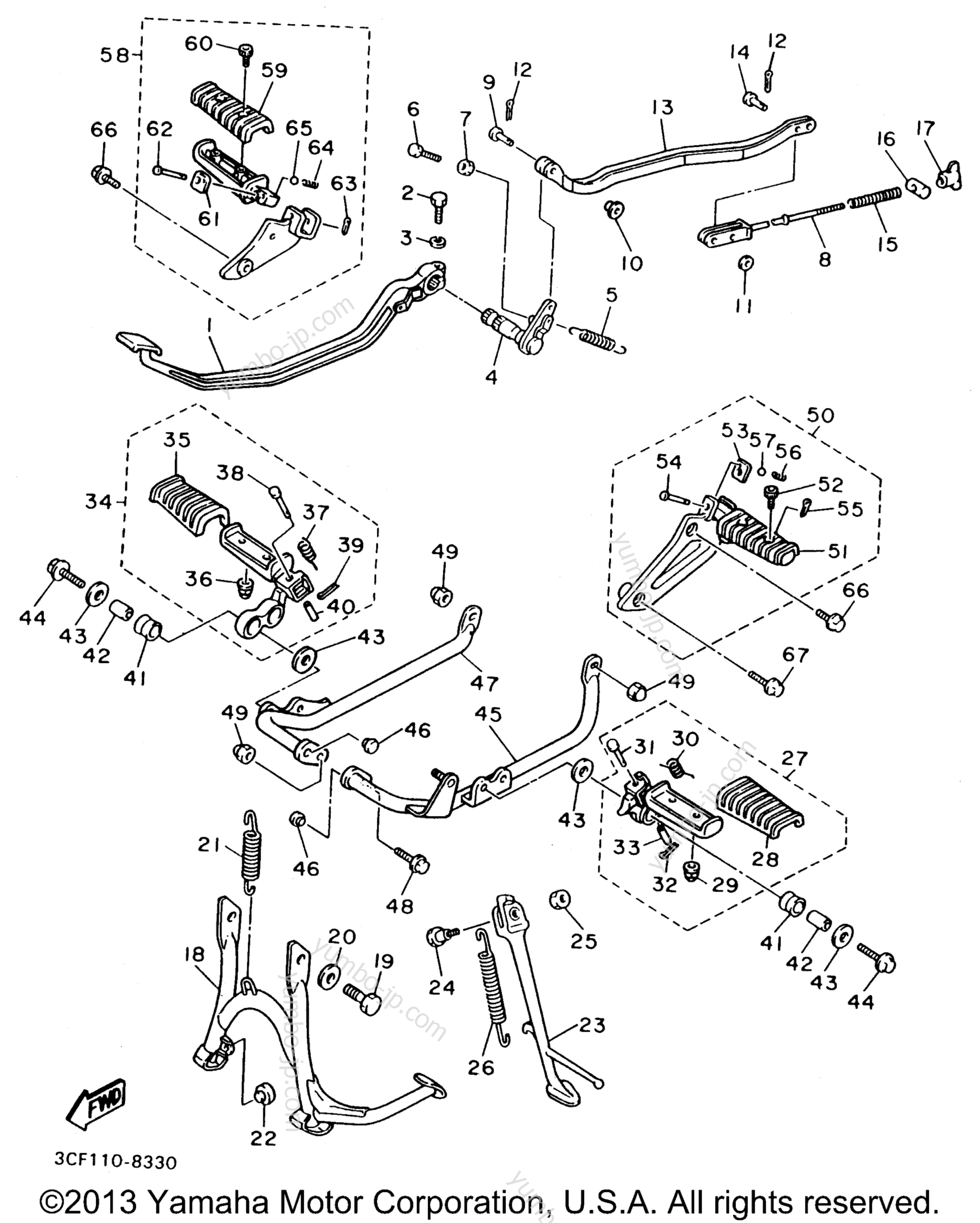 Stand Footrest for motorcycles YAMAHA VIRAGO 1100 SPECIAL (XV1100SHC) CA 1996 year