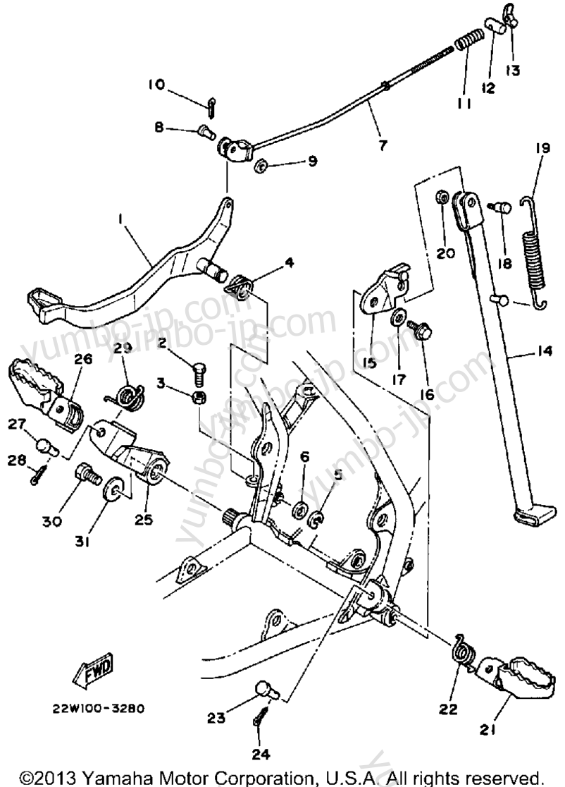 Stand - Footrest for motorcycles YAMAHA YZ80T 1987 year