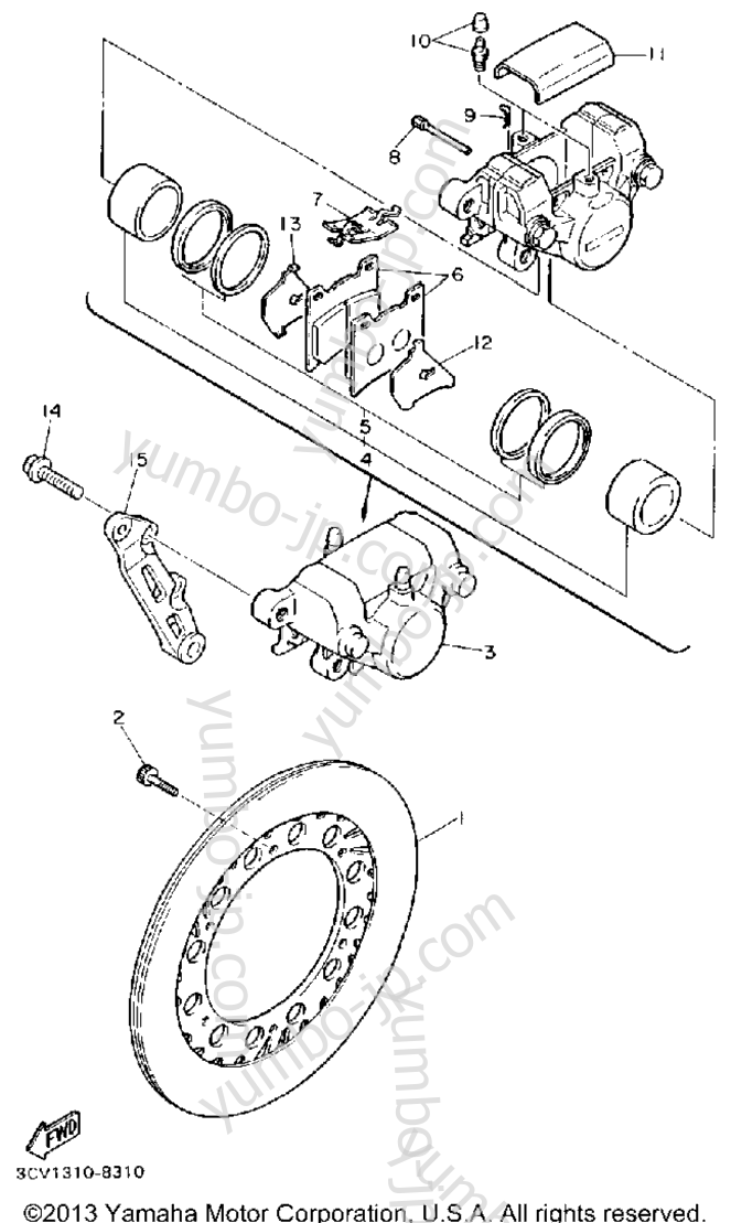 REAR BRAKE CALIPER для мотоциклов YAMAHA FJ1200AC CA 1990 г.