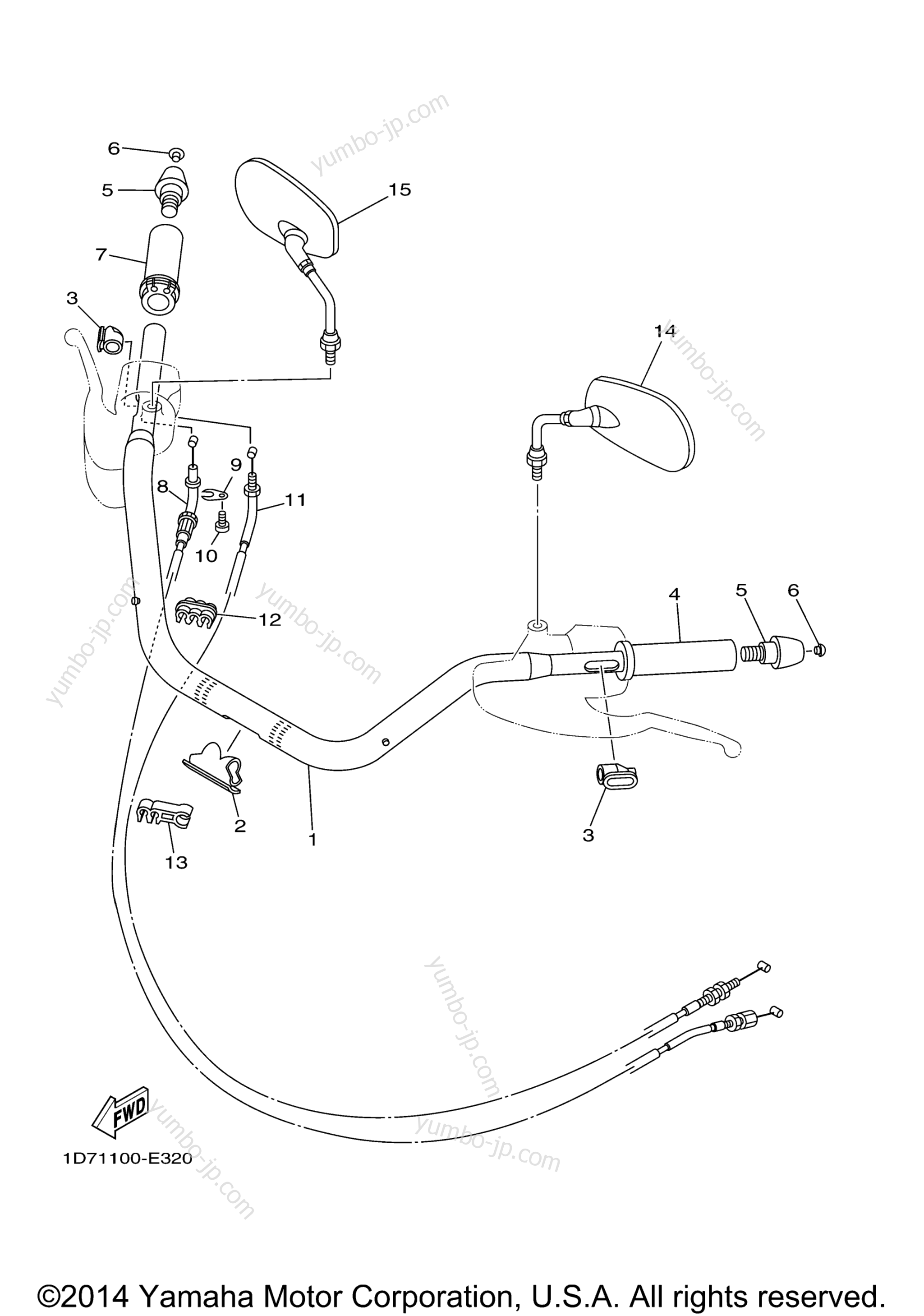 Steering Handle Cable для мотоциклов YAMAHA ROADLINER S (XV19SYG) 2009 г.