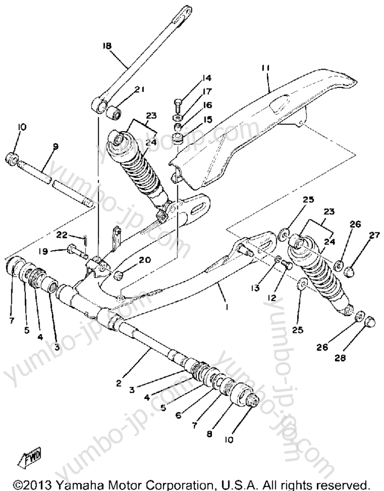 Rear Arm-Rear Cushion-Chain Case for motorcycles YAMAHA SR500F 1979 year