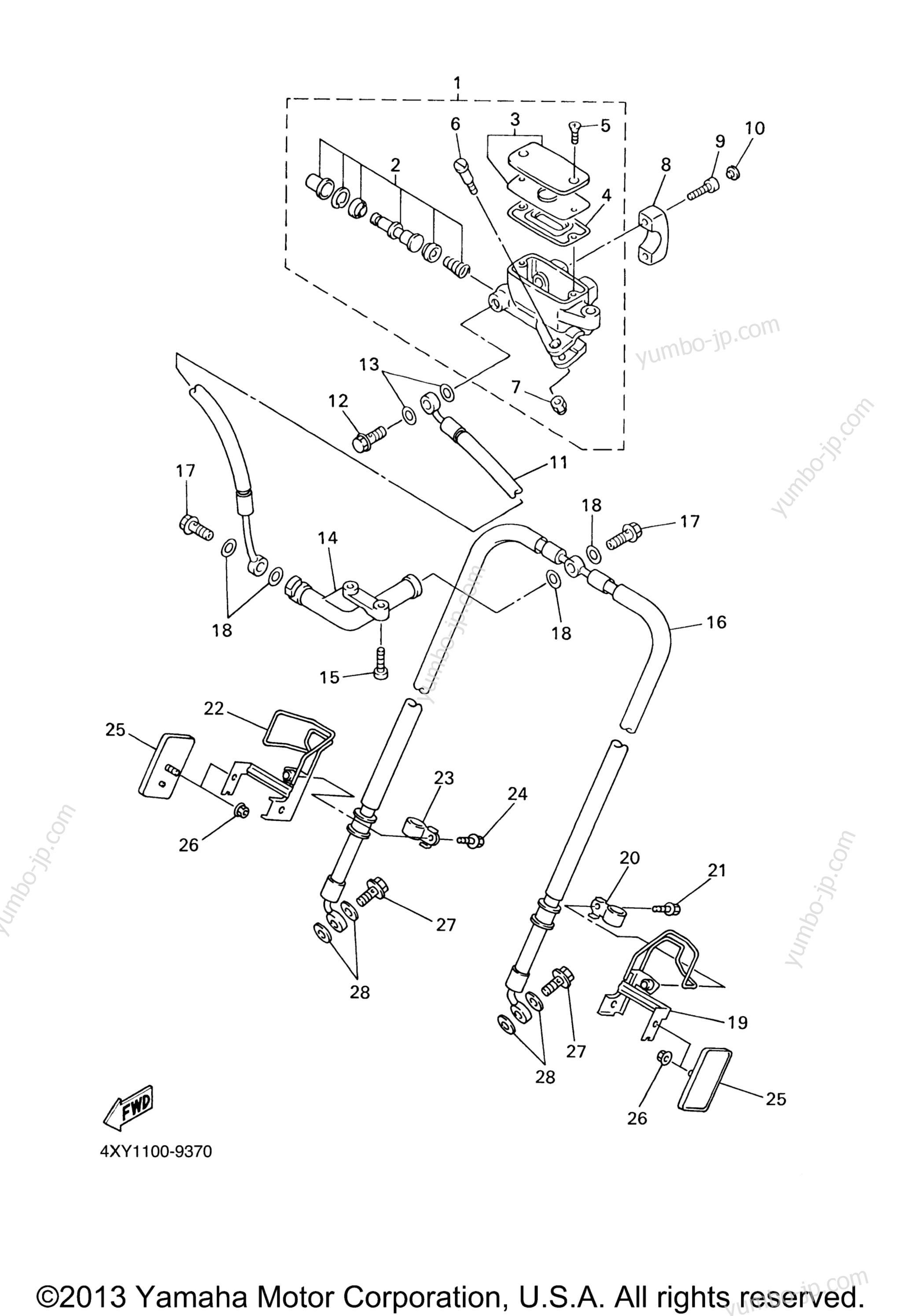 FRONT MASTER CYLINDER для мотоциклов YAMAHA ROYAL STAR MIDNIGHT VENTURE (XVZ13TFMTC) CA 2005 г.