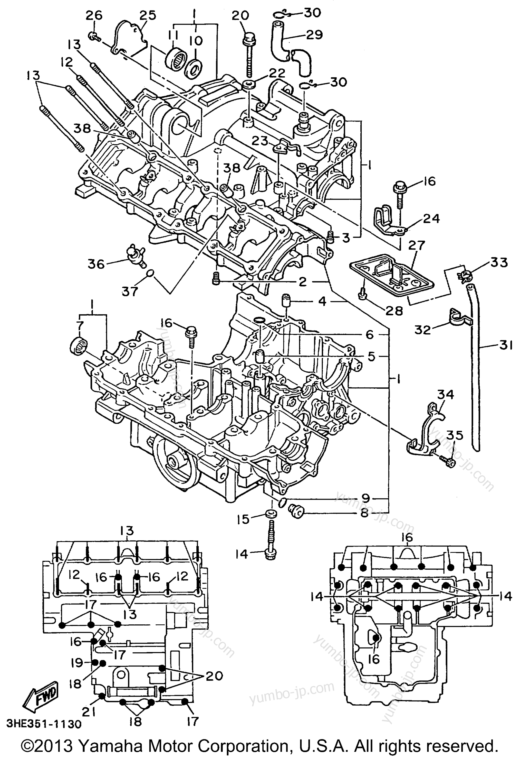 CRANKCASE for motorcycles YAMAHA FZR600RLC CA 1999 year