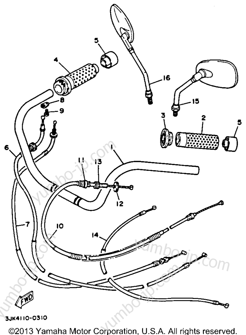 Handlebar Cable for motorcycles YAMAHA VIRAGO 750 (XV750E) 1993 year