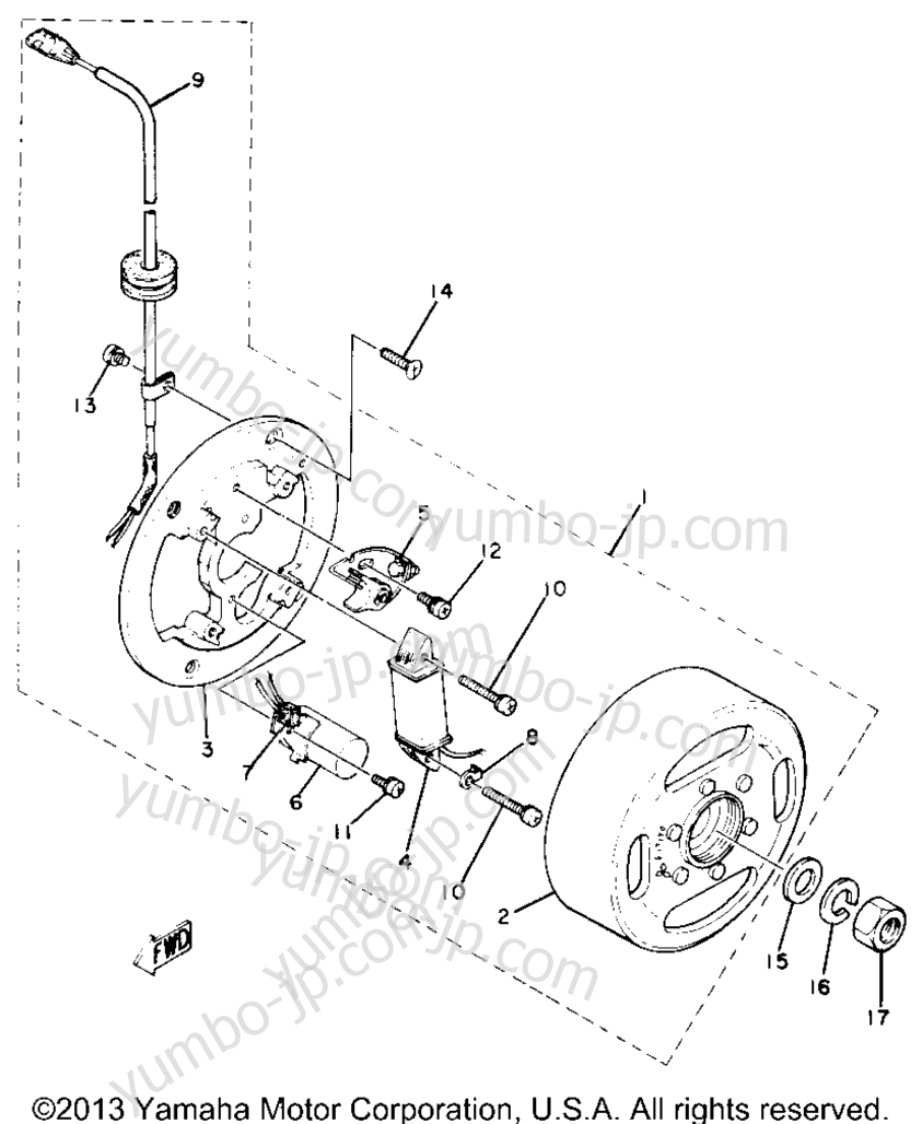 Flywheel Magneto для мотоциклов YAMAHA YZ50G 1980 г.