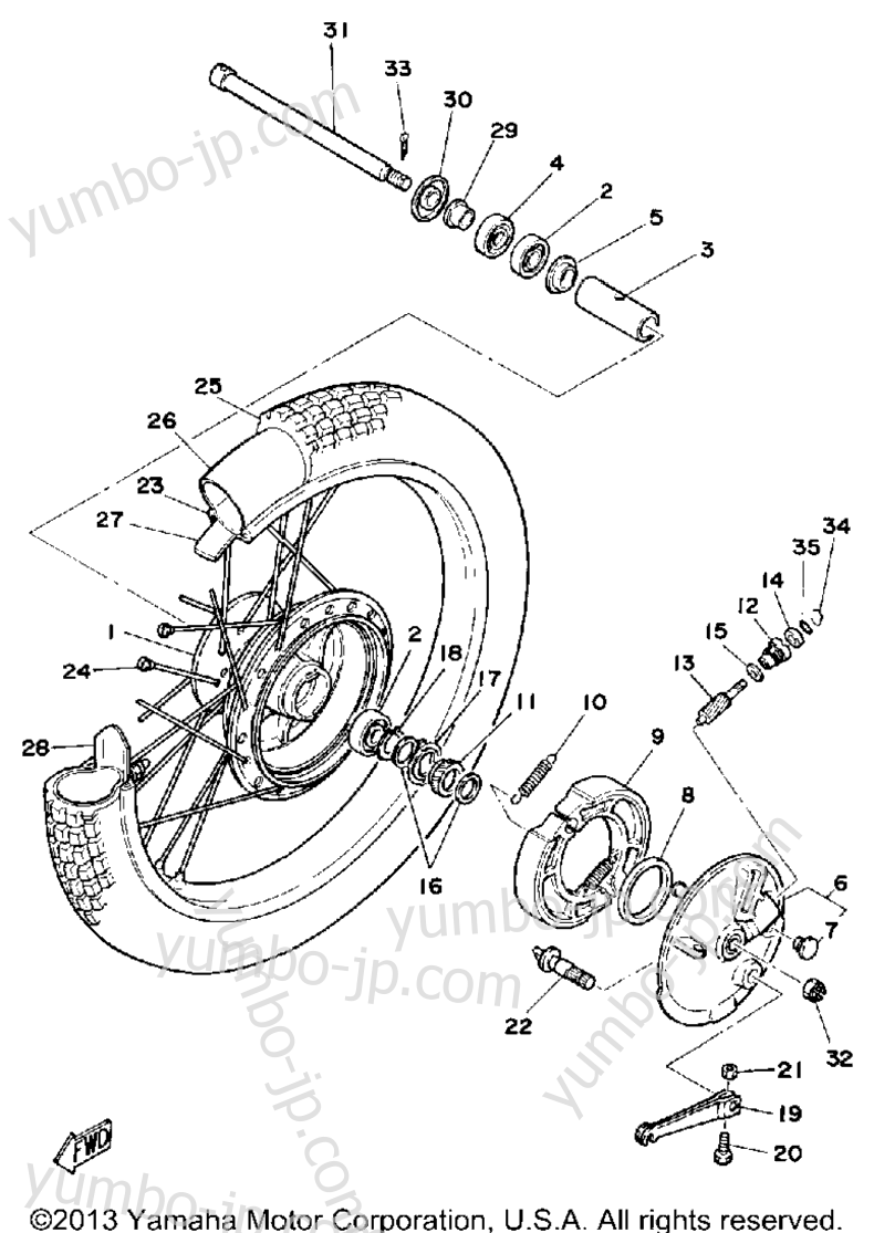 FRONT WHEEL для мотоциклов YAMAHA DT125H 1981 г.