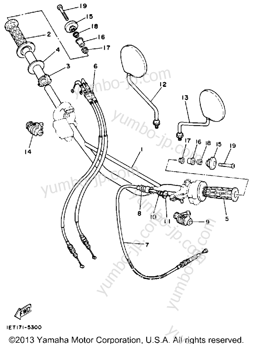 Handlebar - Cable for motorcycles YAMAHA XT350WC CA 1989 year
