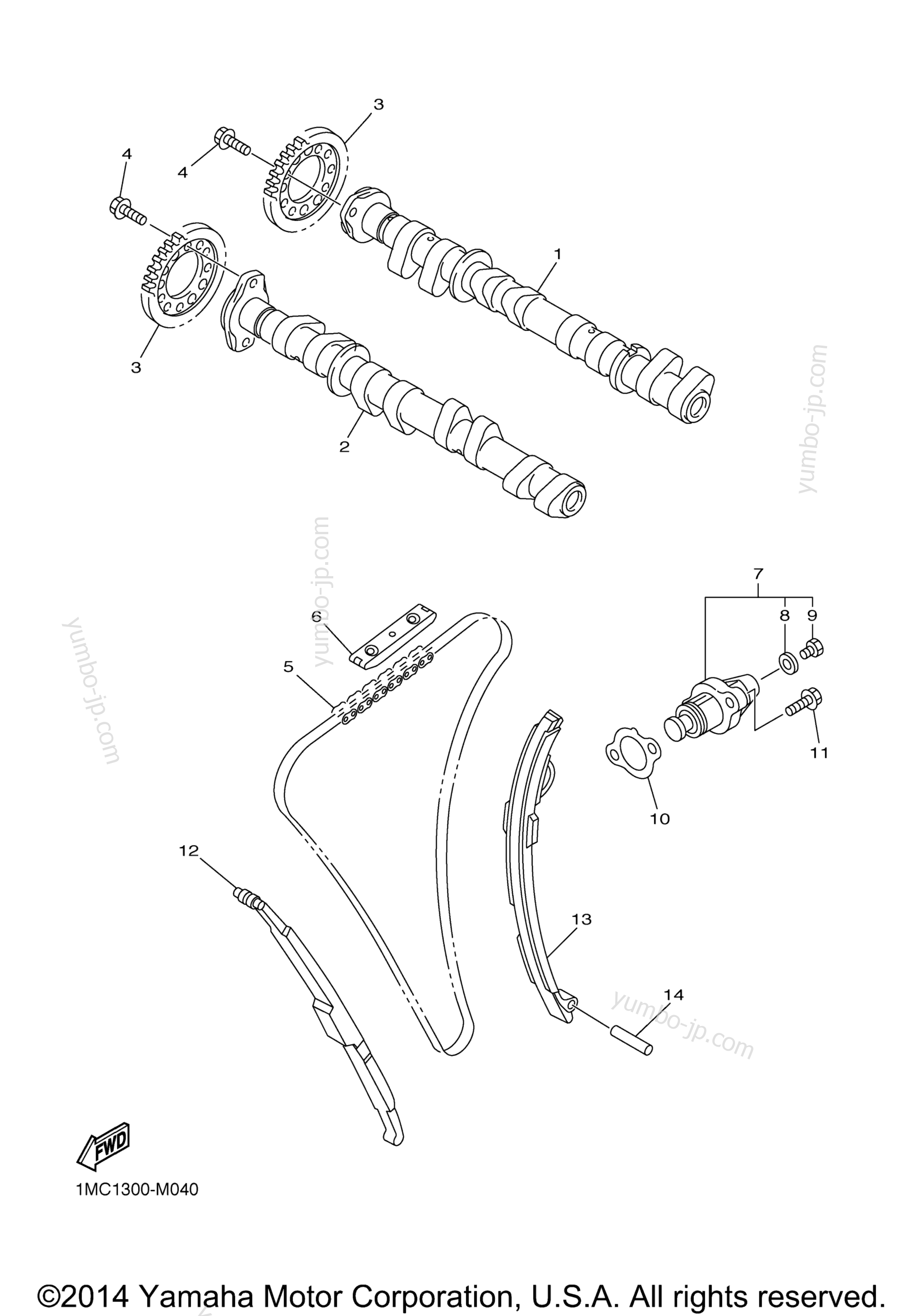 Camshaft Chain для мотоциклов YAMAHA FJR1300ES (FJR13ESFC) CA 2015 г.