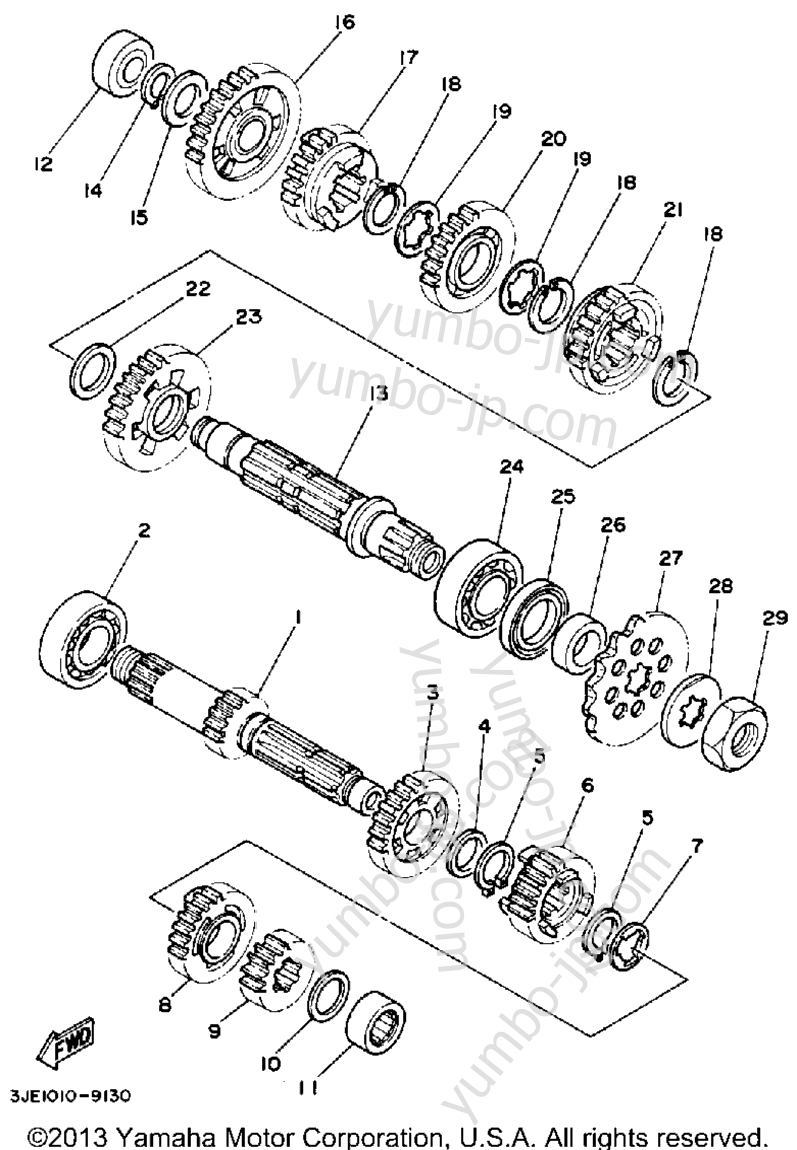 TRANSMISSION for motorcycles YAMAHA YZ250A 1990 year