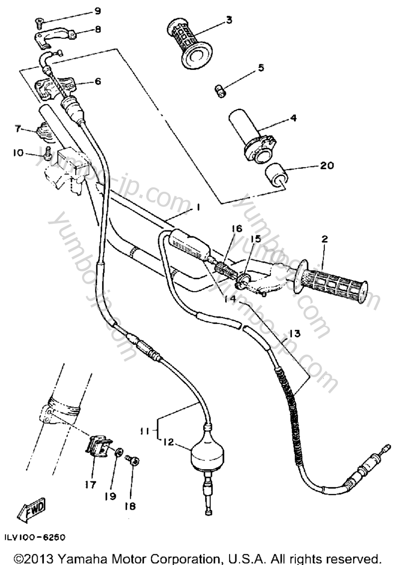 Handlebar-Cable для мотоциклов YAMAHA YZ490T 1987 г.