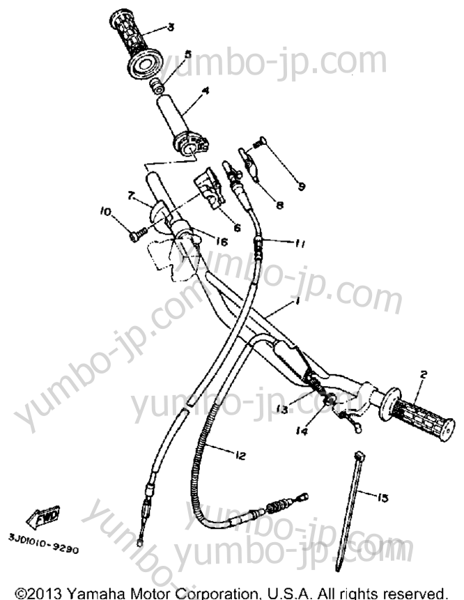 Handlebar-Cable for motorcycles YAMAHA YZ125B 1991 year
