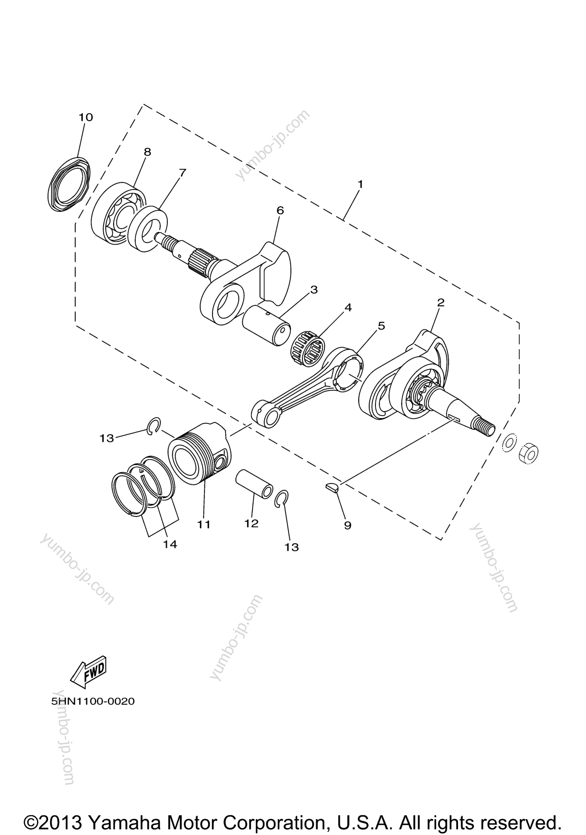 CRANKSHAFT PISTON for motorcycles YAMAHA TTR90E (TTR90ES) 2004 year